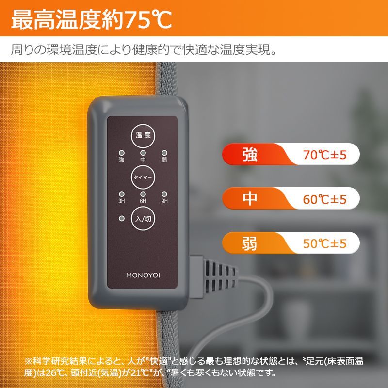 タイマー機能と3段階温度調節がある足元暖房パネルヒーター タイマー機能と3段階温度調節がある足元暖房パネルヒーター