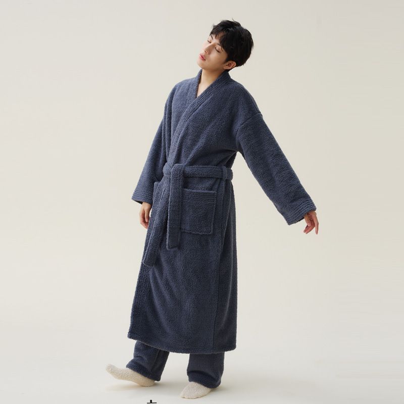 もこもこカーディガン バスローブ ガウン メンズ レディース 前開き 部屋着 ルームウェア 優しい肌触り 男女兼用 ホテル お風呂上り ロング 吸水 速乾 保温 お風呂上りにサッと羽織れる バ