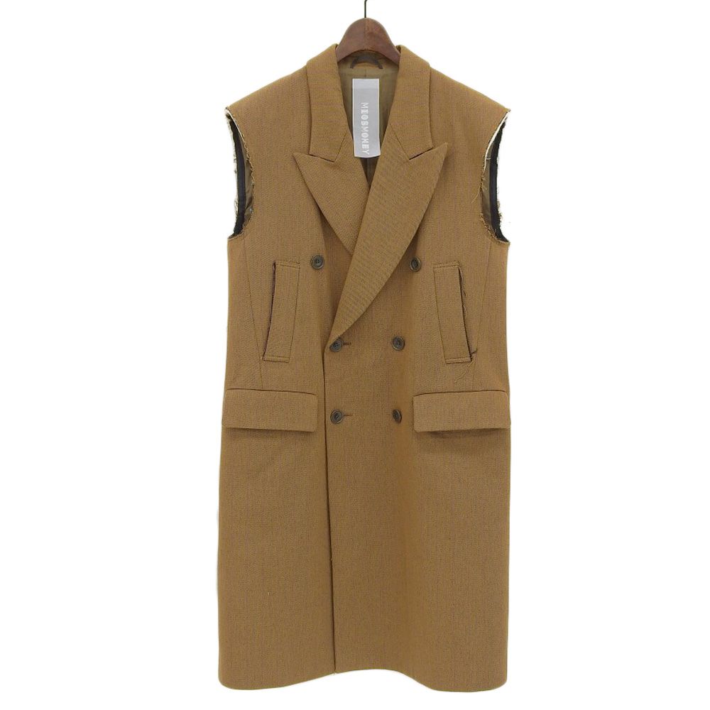 美品 22AW MIOSMOKEY ミオズモーキー STRIPE CUT OFF DB GILET ロングジレ ノースリーブコート 222VE002F-A サイズ36 ブラウン レディース 古着 中古 美品 22AW MIOSMOKEY ミオズモーキー STRIPE CUT OFF DB GILET