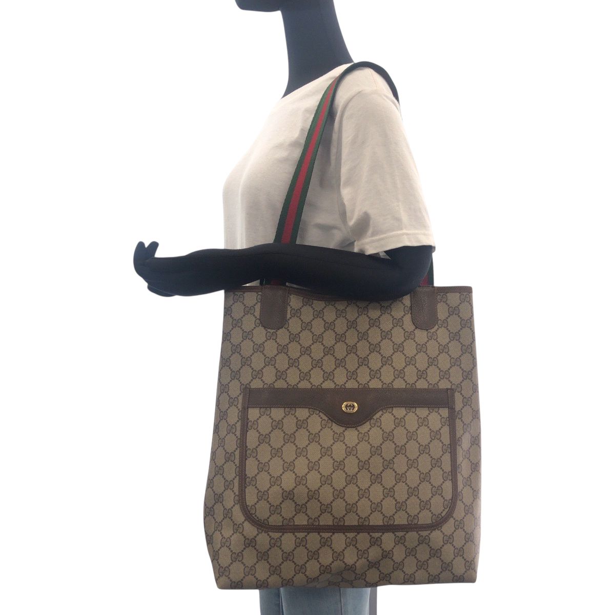 GUCCI グッチ ヴィンテージ オールドグッチ シェリーライン ベージュ  