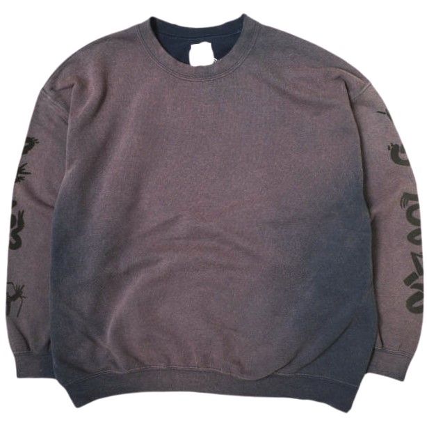 SASQUATCHfabrix. サスクワァッチファブリックス 24AW EASTEND DRAGON FONT DESTROY SWEATSHIRT ダメージ加工スウェット 24AW-CSS-005 XL NAVY FADE トレーナー 裏起毛
