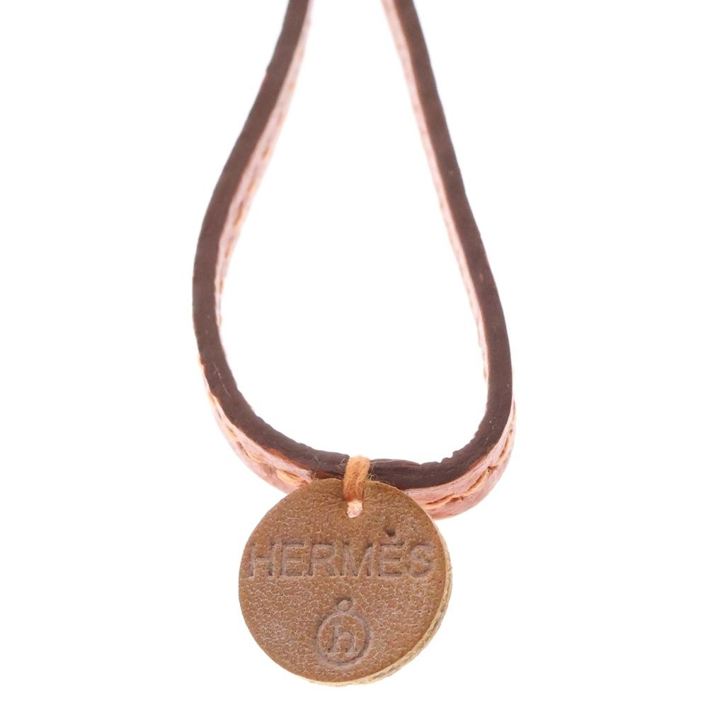 HERMES エルメス プティアッシュ ラニエール ネックレス ブラウン オレンジ レザー HERMES (エルメス) プティアッシュ ラニエール ネックレス ブラウン