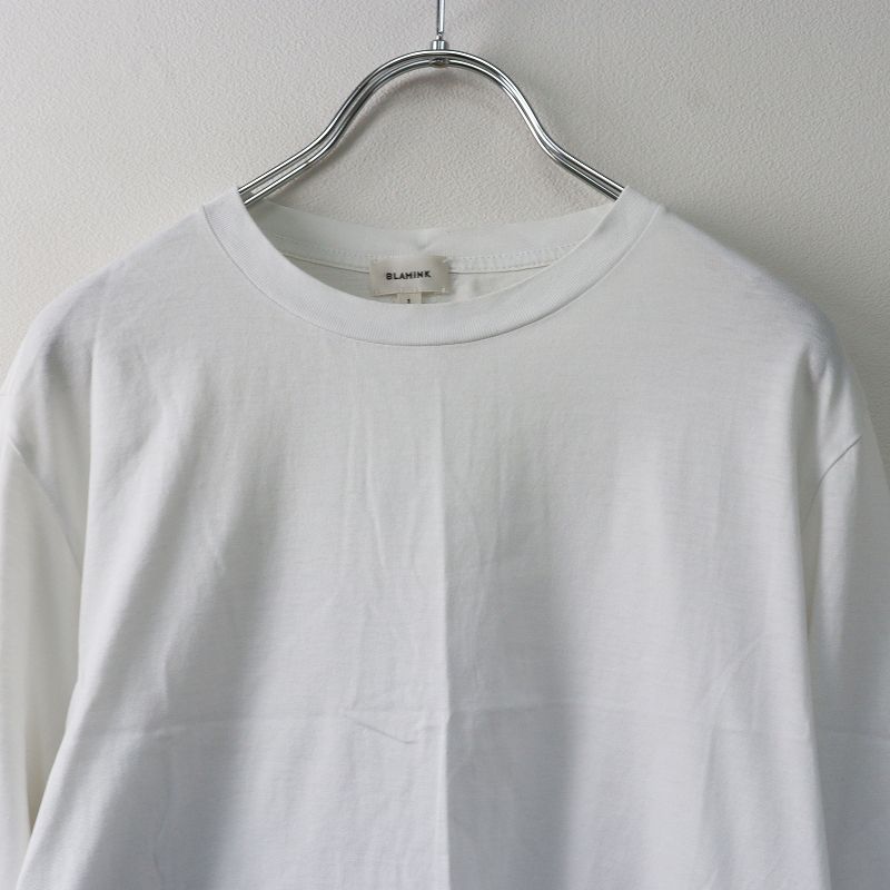 定価3.1万 ブラミンク BLAMINK MAIN コットンクルーネックロングスリーブTシャツ 1/ホワイト 白 カットソー 袖口ロゴ【2400013687089】 定価3.1万 ブラミンク BLAMINK MAIN コットンクルーネックロング