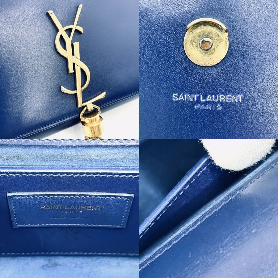 サンローラン SAINT LAURENT ケイトタッセル チェーンウォレット ブルー グレインレザー レディース ショルダーバッグ サンローラン SAINT LAURENT ケイト チェーン ショルダーバッグ 青