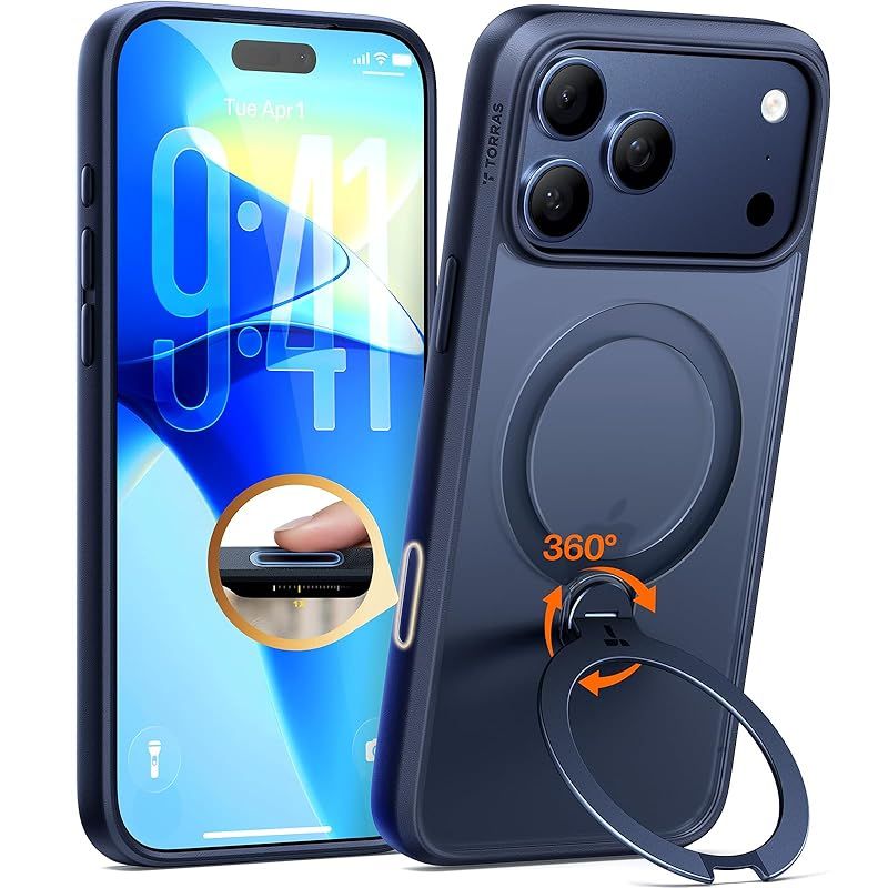 TORRAS iPhone 17 Pro Max 用 ケース【多機能一体・360°新定点回転