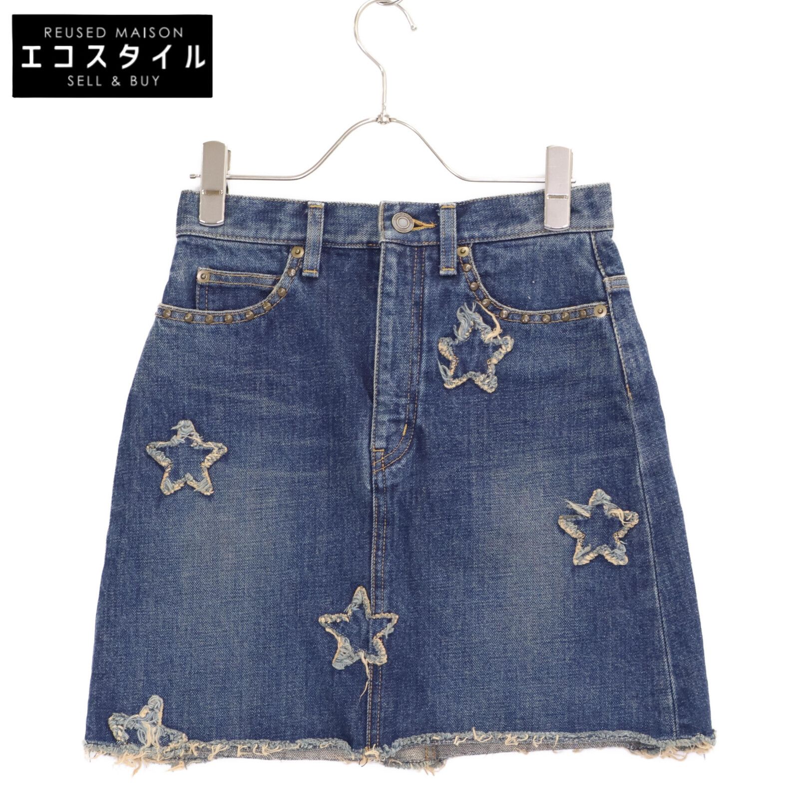 SAINT LAURENT PARIS サンローランパリ 385371 ｽﾀｰ×ｽﾀｯｽﾞ ﾃﾞﾆﾑｼｮｰﾄｽｶｰﾄ 表記無し