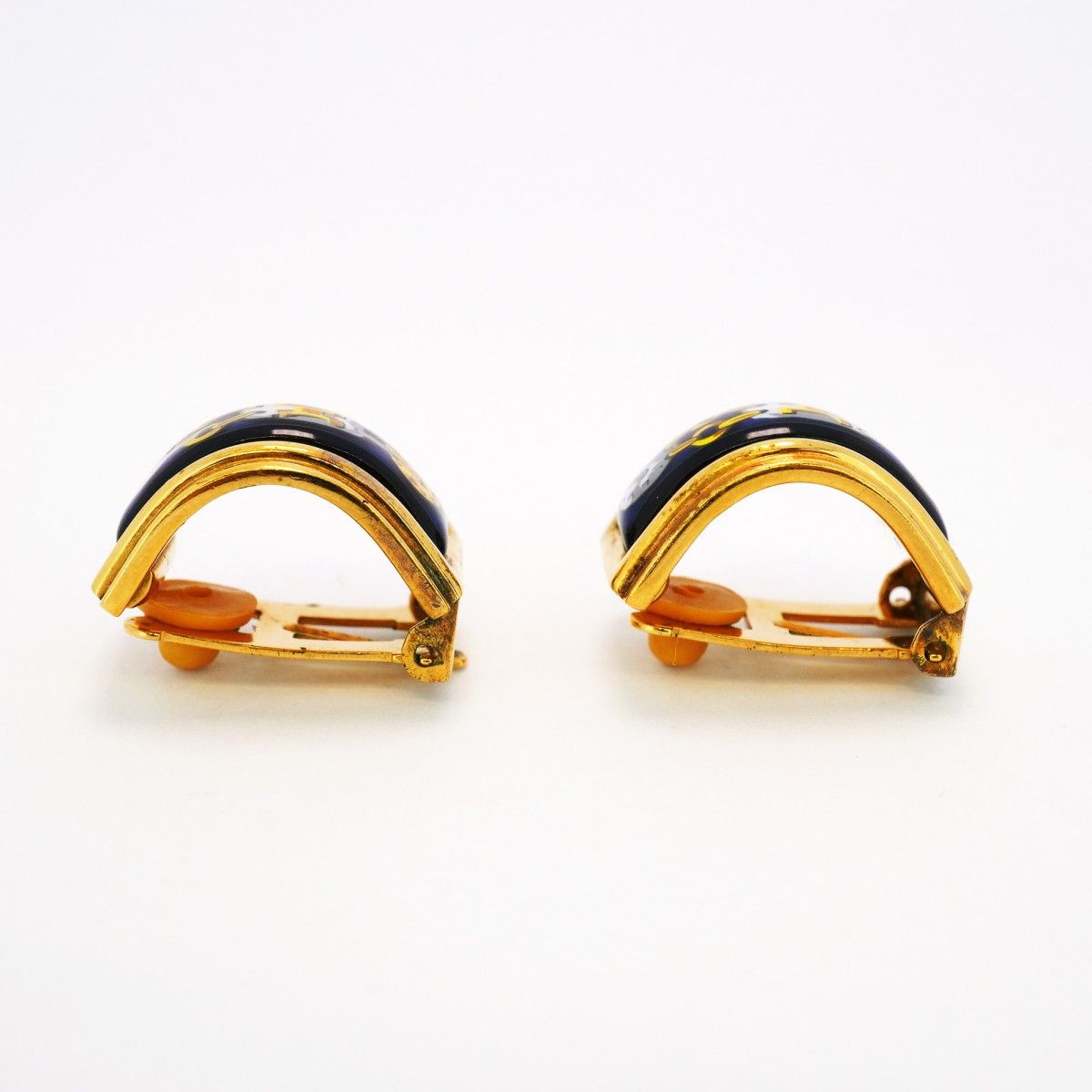 5jeb0105】エルメス イヤリング エマイユ GPメッキ 七宝焼き ゴールド  