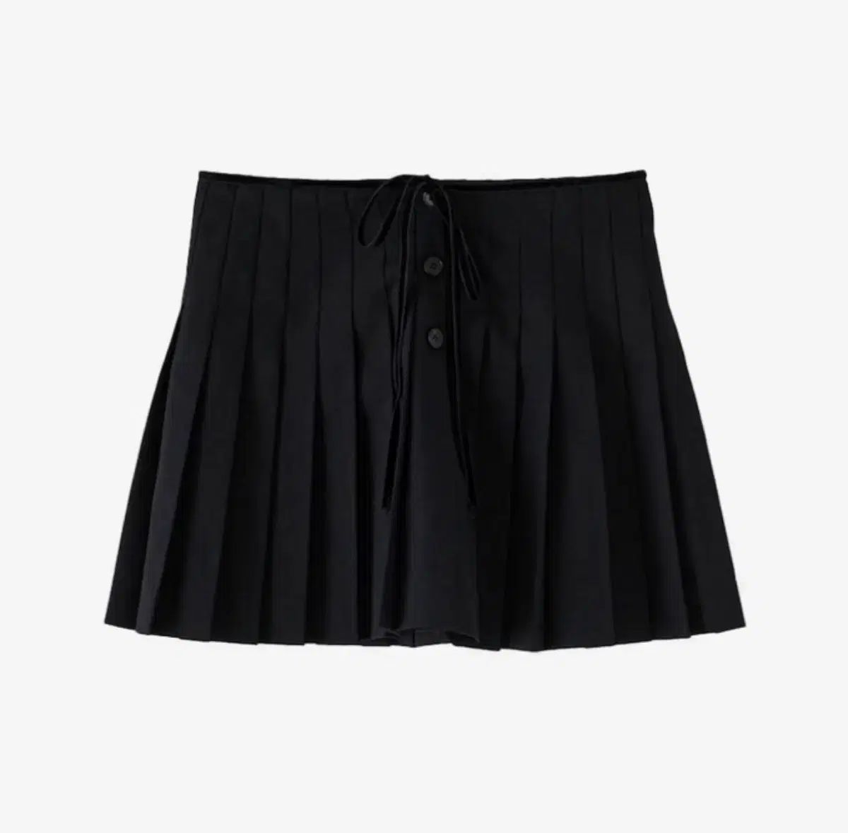 TANNAT タイ ボタン プリーツ スカート ブラック s