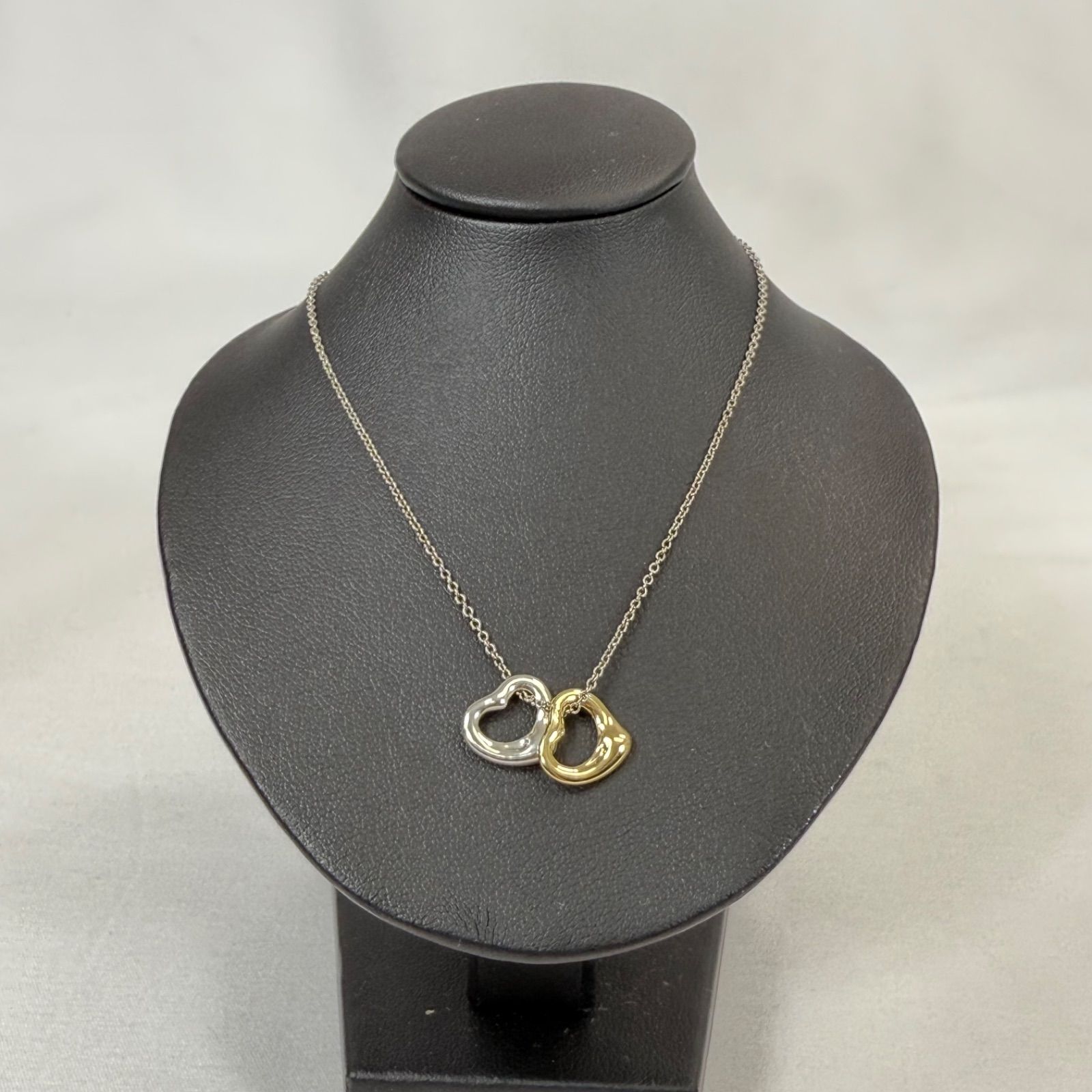 Tiffany　オープンハート　コンビ　ネックレス　Ag925　Au750 TIFFANY & Co. ティファニー ダブル オープンハート チェーン