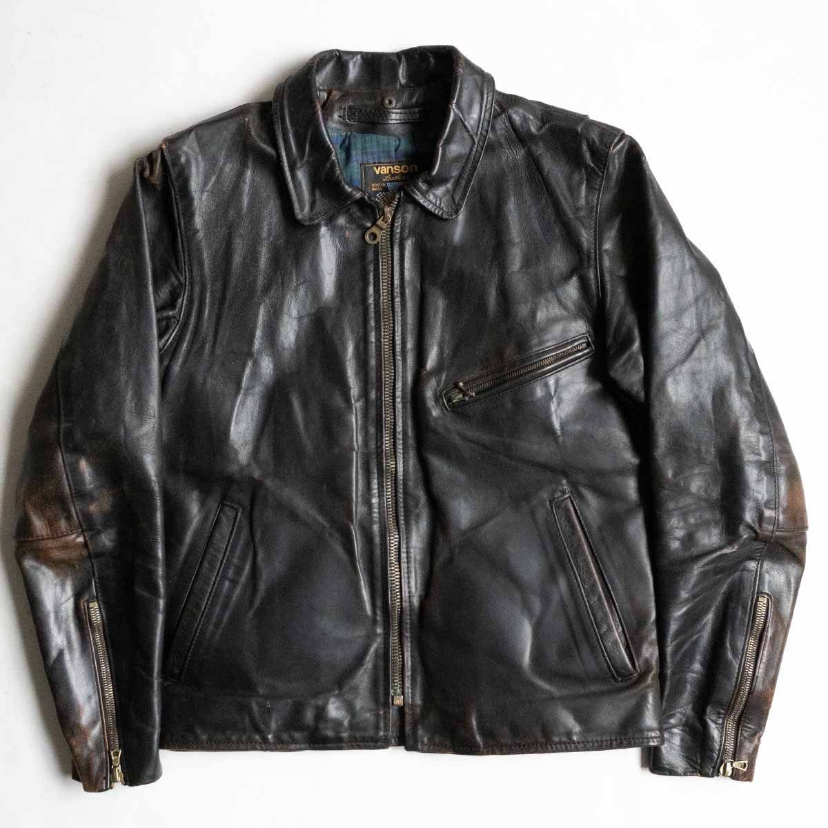 美品 近年モデル バンソン シングルライダースジャケット