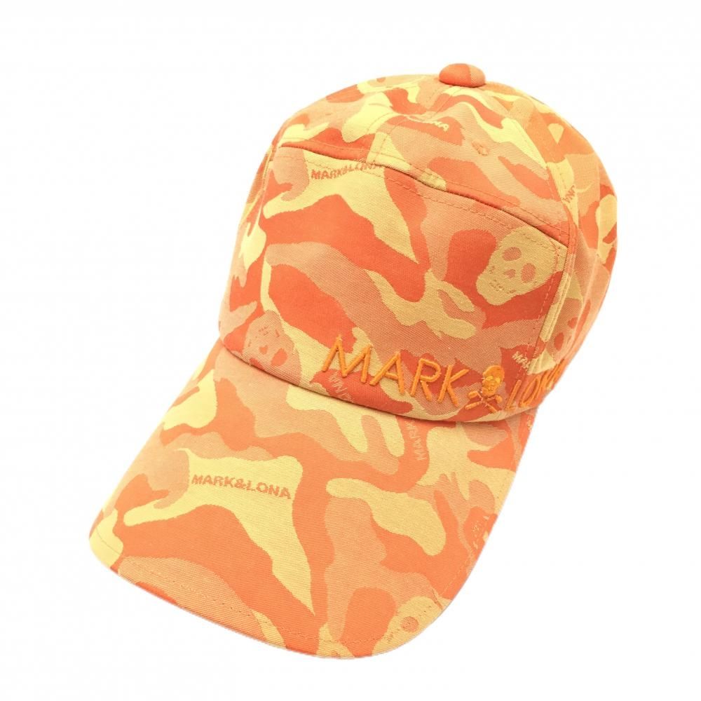 美品】マークアンドロナ キャップ オレンジ カモフラ 迷彩 スカル S