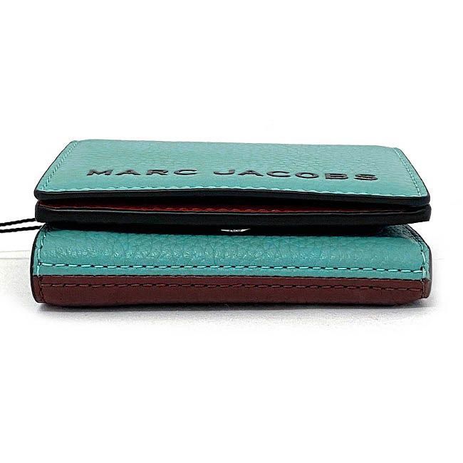 美品 マークジェイコブス 三つ折り財布 ザ ボールド ブラウン ミニ コンパクト マークジェイコブス 三つ折り 財布 ライトブルー ブラウン ザ