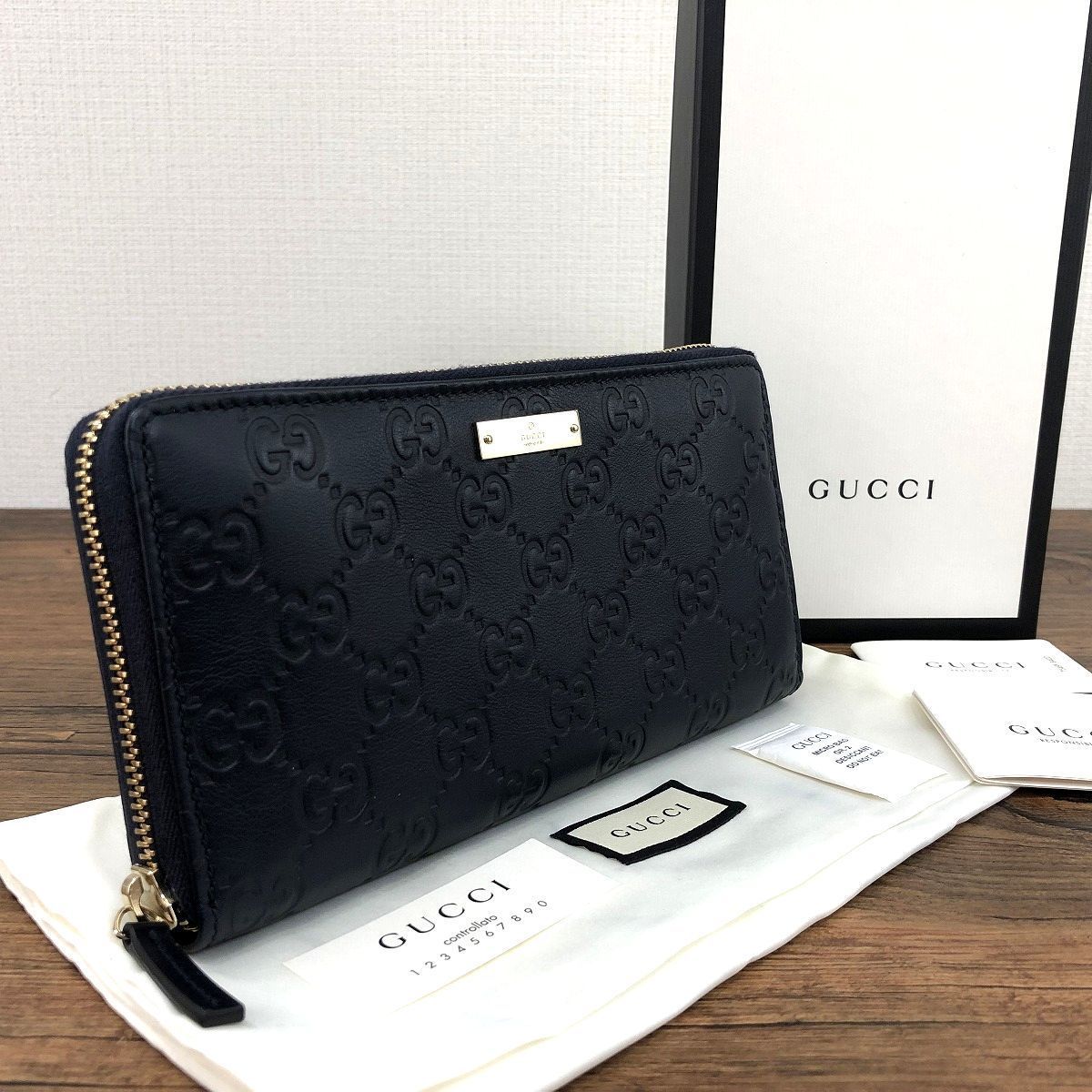 ランキング上位のプレゼント GUCCI グッチ シマ 長財布 三つ折り 正規