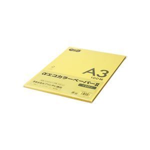 (まとめ) TANOSEE αエコカラーペーパーII A3 イエロー 少枚数パッ