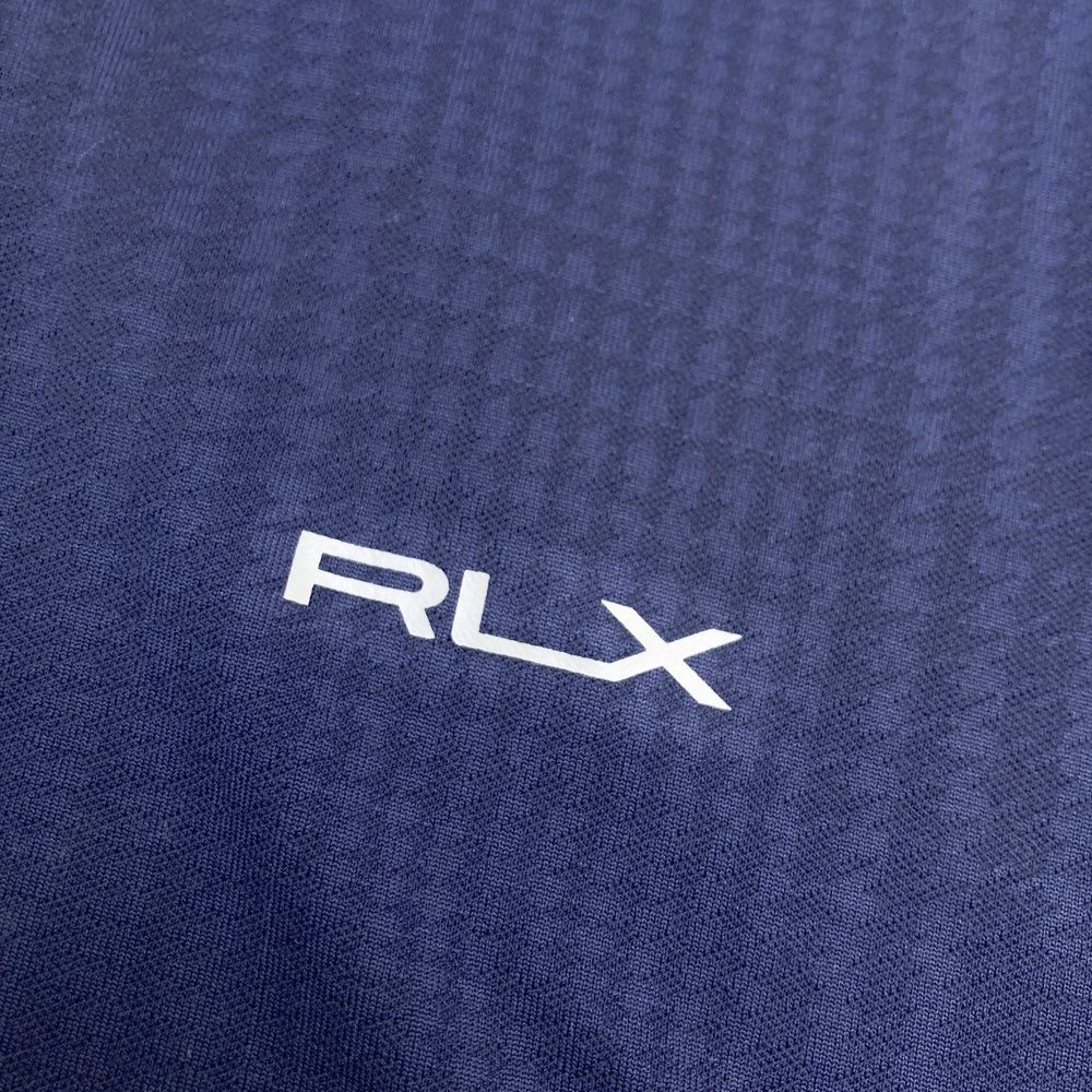 サイズ：L RLX ラルフローレン 半袖ポロシャツ 総柄 ネイビー系