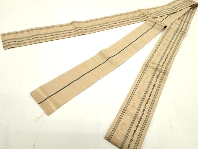 平和屋着物○本場筑前博多織 男性 両面 角帯 献上 縞 伽羅色 証紙付き