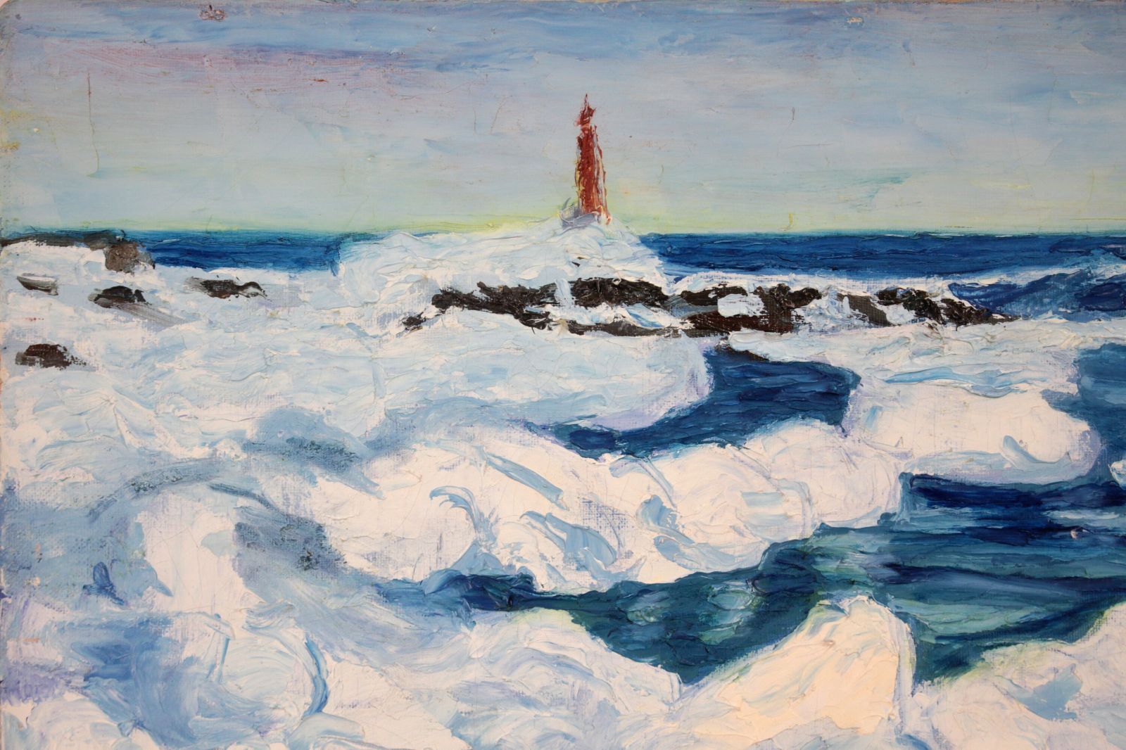 森真道 「オホーツクの流氷」 油絵・油彩画 絵画