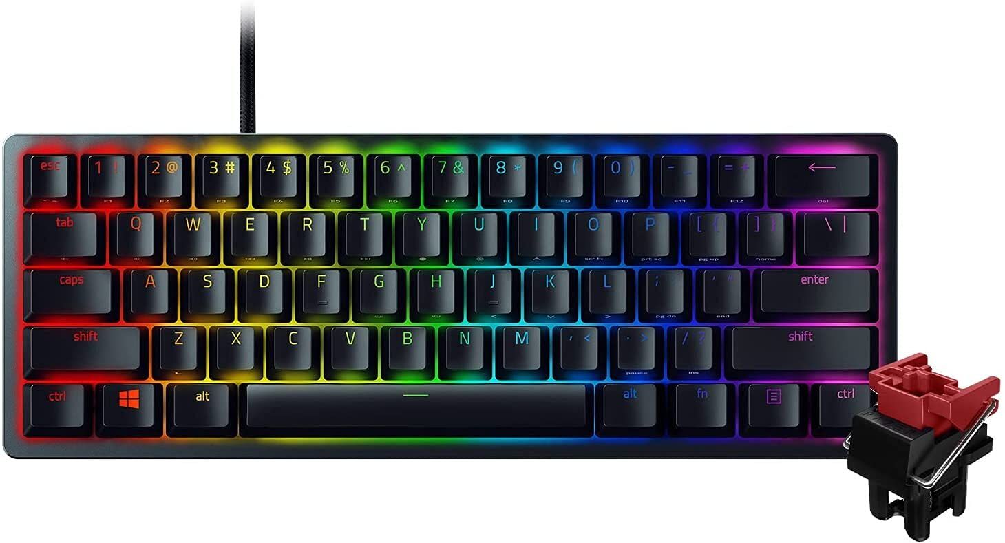 Razer Huntsman Mini 小型 ゲーミングキーボード - Linear Optical Switch 英語 US配列 60%レイアウト 光学スイッチ 超高速1.2mm作動 リニア触感 静音 Chroma R ブラック リニア | 英語配列