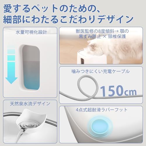 CozyMeow 猫 自動給水器 水飲み器 ポンプレス 磁力給水 静音 大