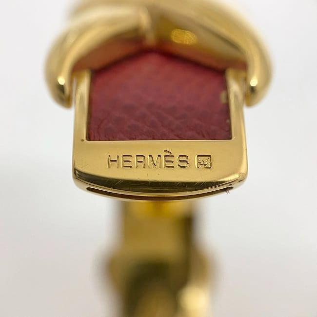 エルメス　バングル　リザード　レッド×ゴールド HERMES（エルメス） バングル リザード/メタル レッド×ゴールド