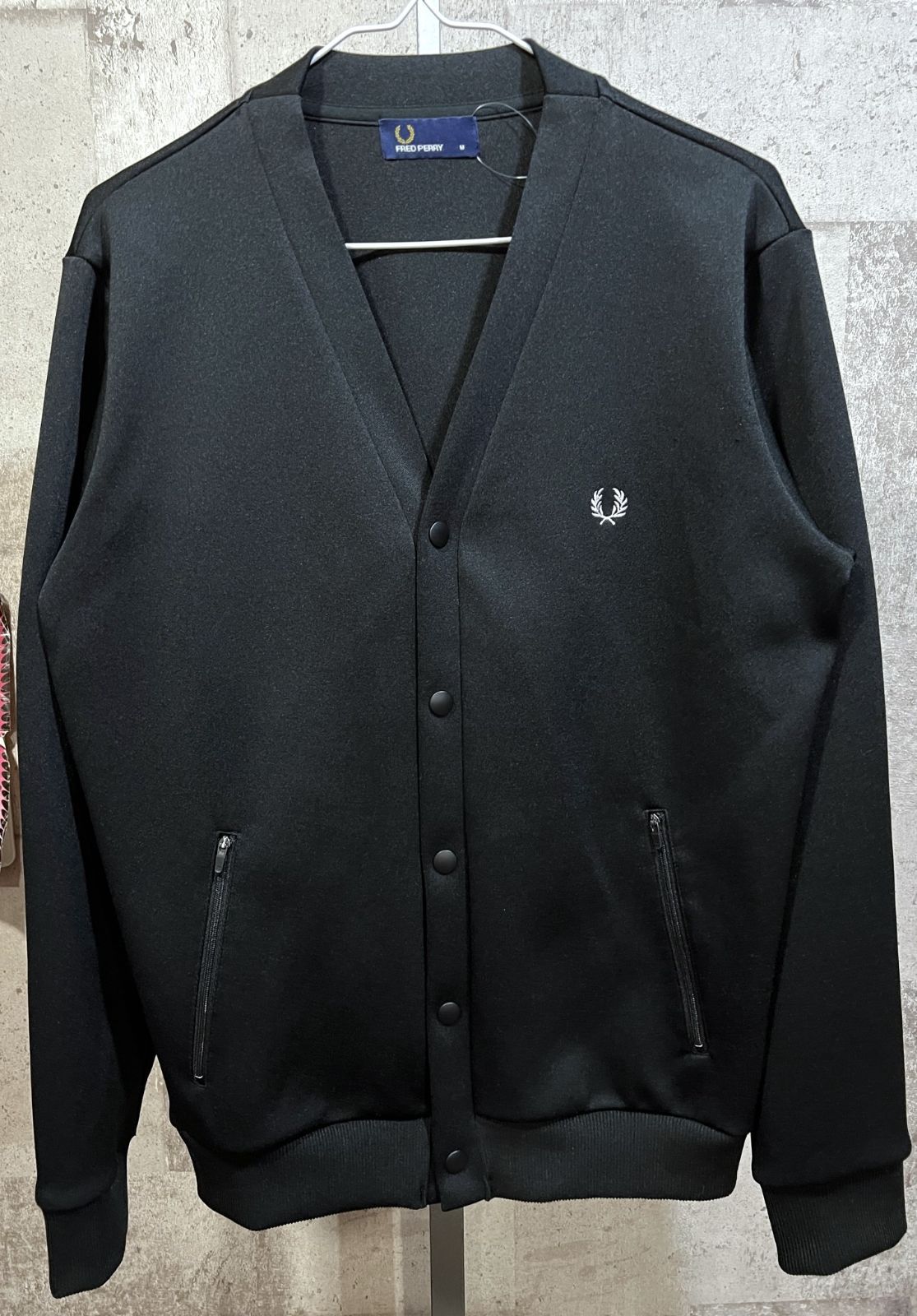 美品 フレッドペリー ジャージ カーディガン 黒 M メンズ F1671