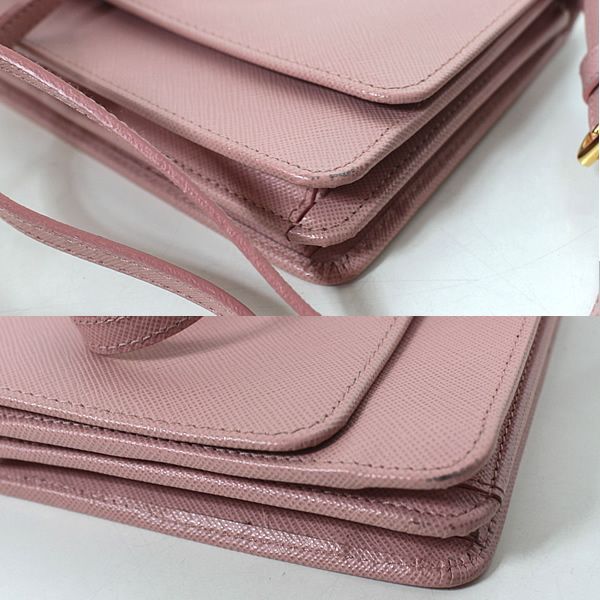 プラダ 長財布 チェーンウォレット ショルダーバッグ 1M1361 ピンク 美品