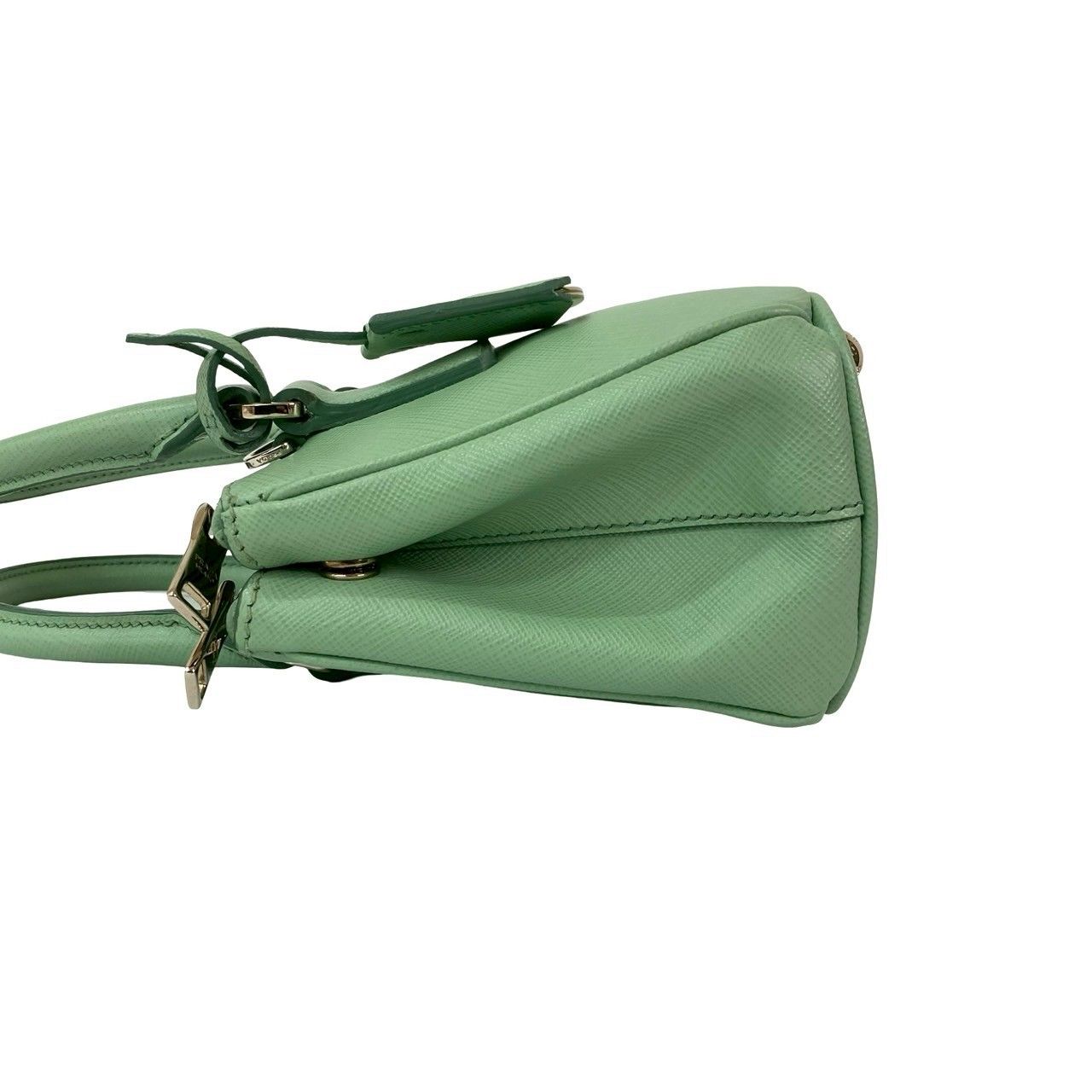 極 美品 PRADA プラダ ガレリア マイクロ 三角ロゴ 金具 サフィアーノ