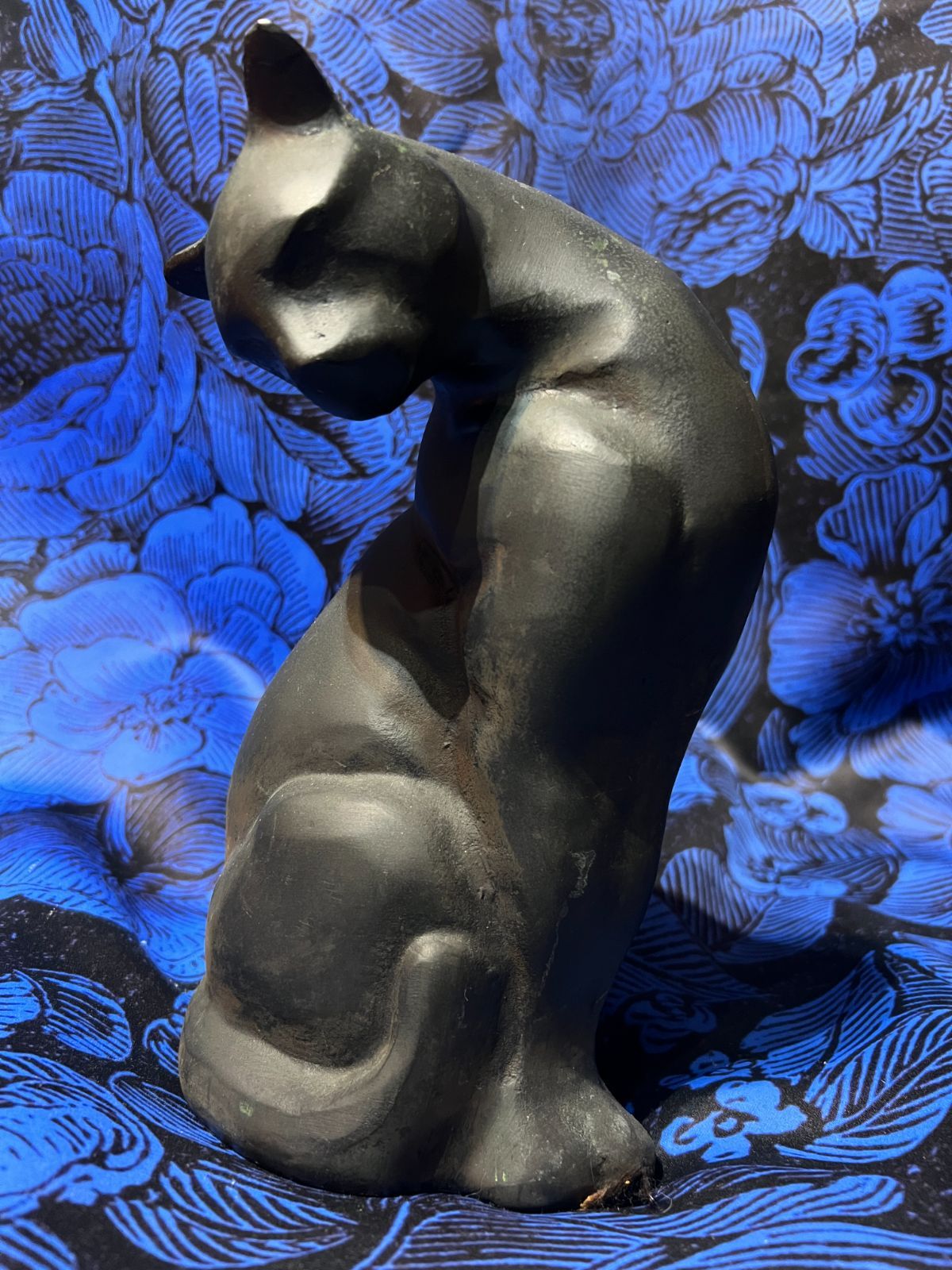 ショップ 猫 ブロンズ像 CAT 銅像 高さ26cm 約4.6kg アンティーク 黒猫