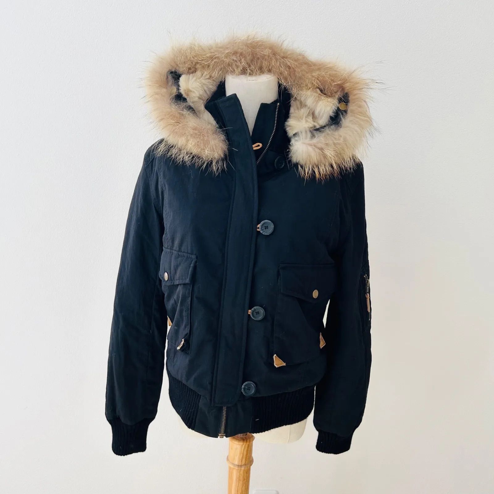 y2k archive ミリタリージャケット M ラクーンファー アウター 黒