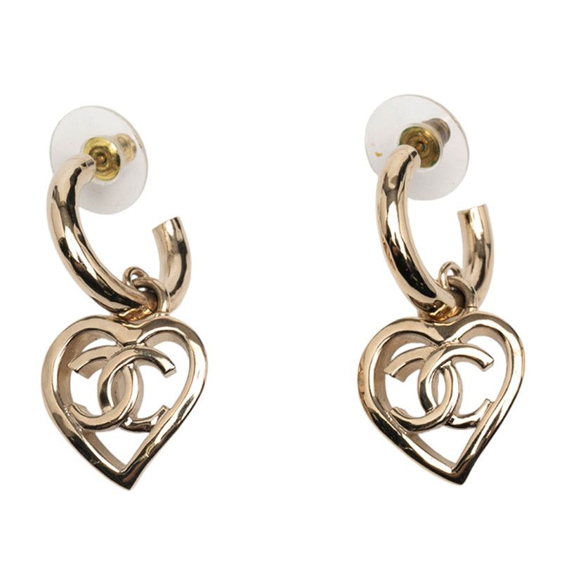 シャネル ココマーク ハート サークル フープ モチーフ スタッド ゴールド メッキ レディース CHANEL 240-36181