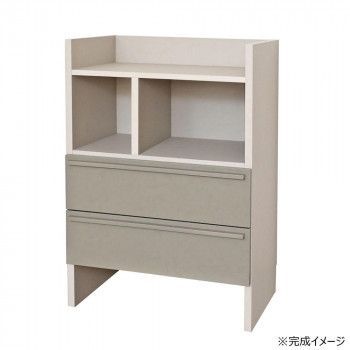 日本製組立家具 ランドリーチェスト 洗面所収納 CO-SE-9065OH ライトグレー×グレー