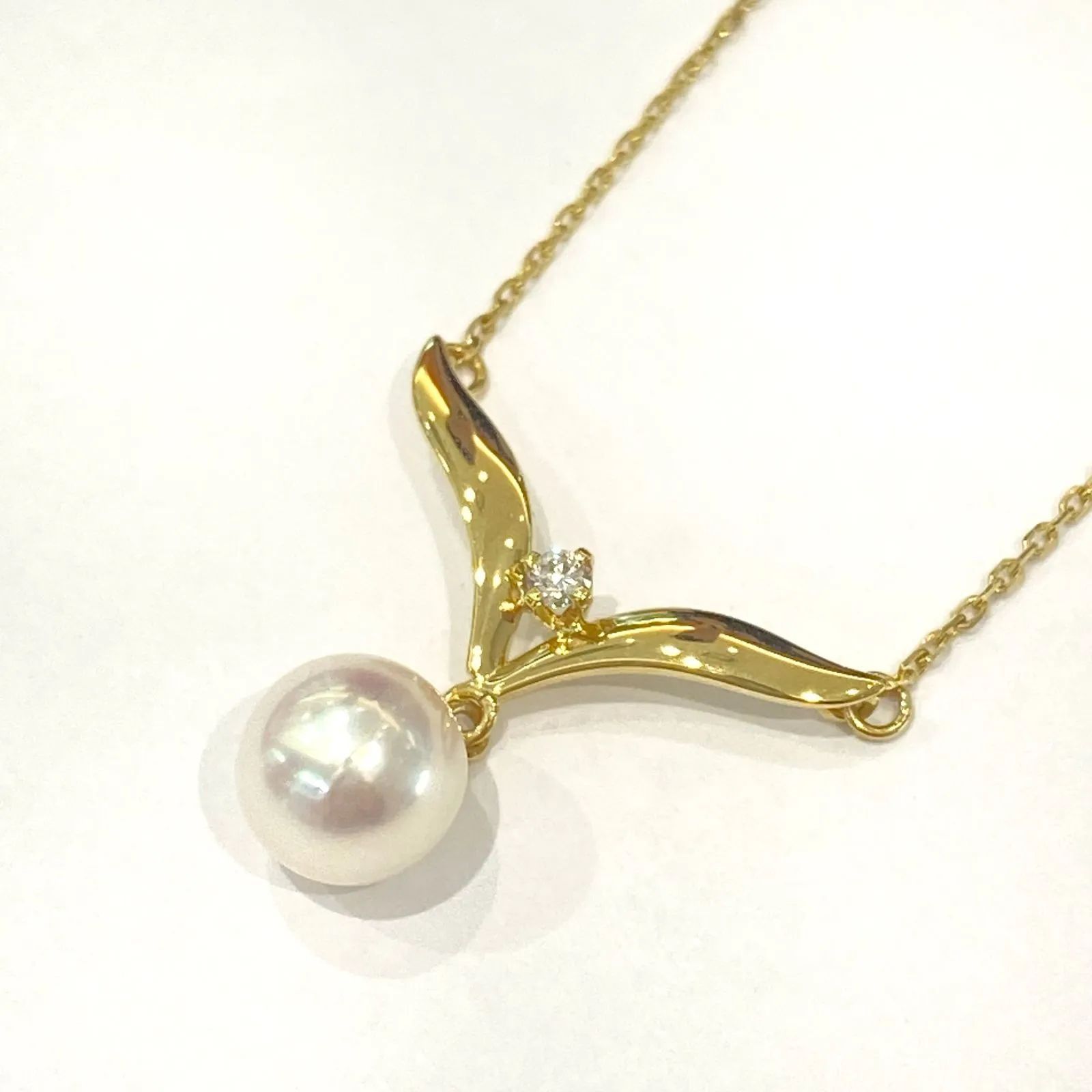 美品🌟MIKIMOTO ミキモト パール 7.4㎜ ダイヤモンド ネックレス 