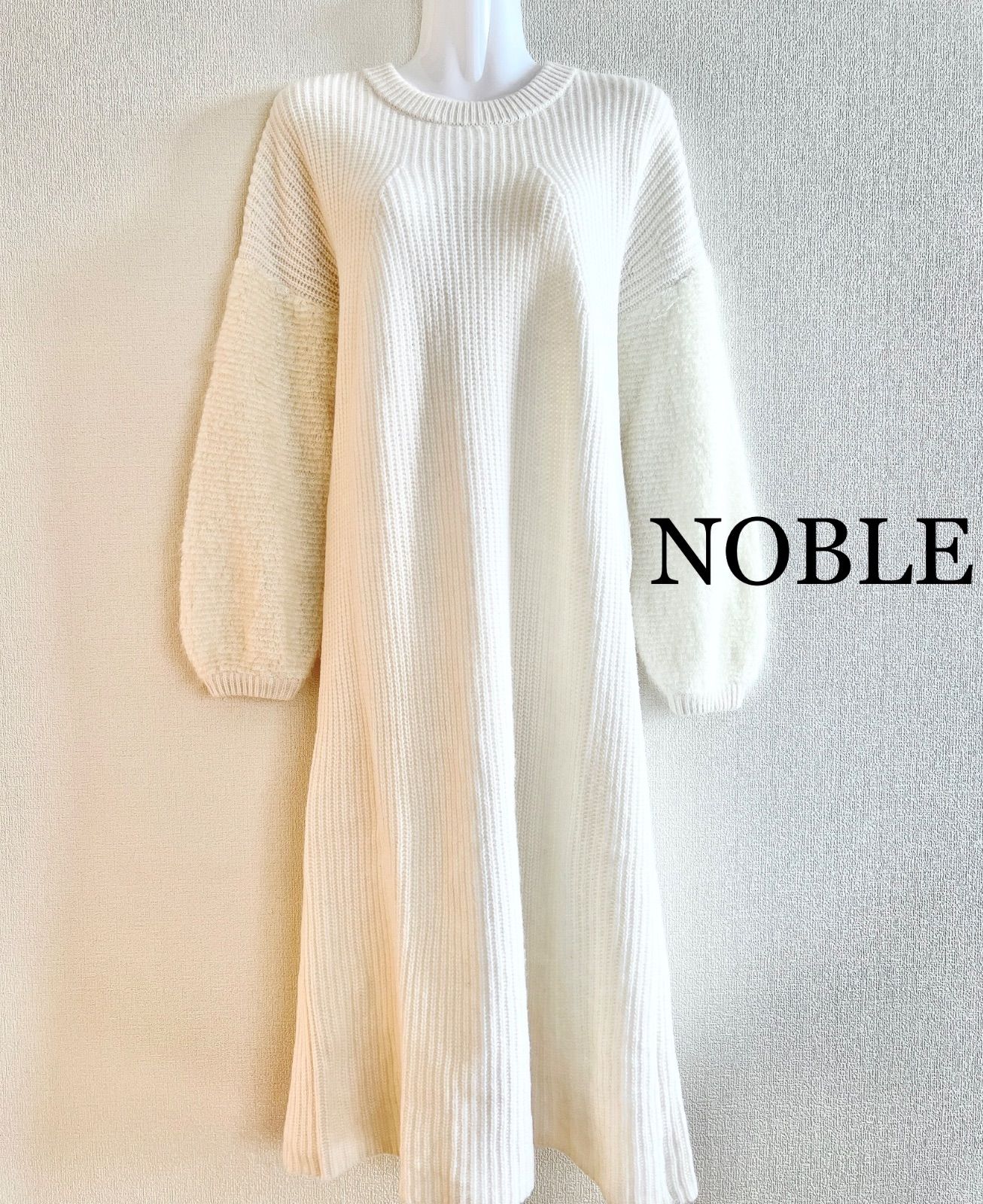 NOBLE モヘアカシミヤパフスリーブアゼニットワンピース【☆美品】 - メルカリ