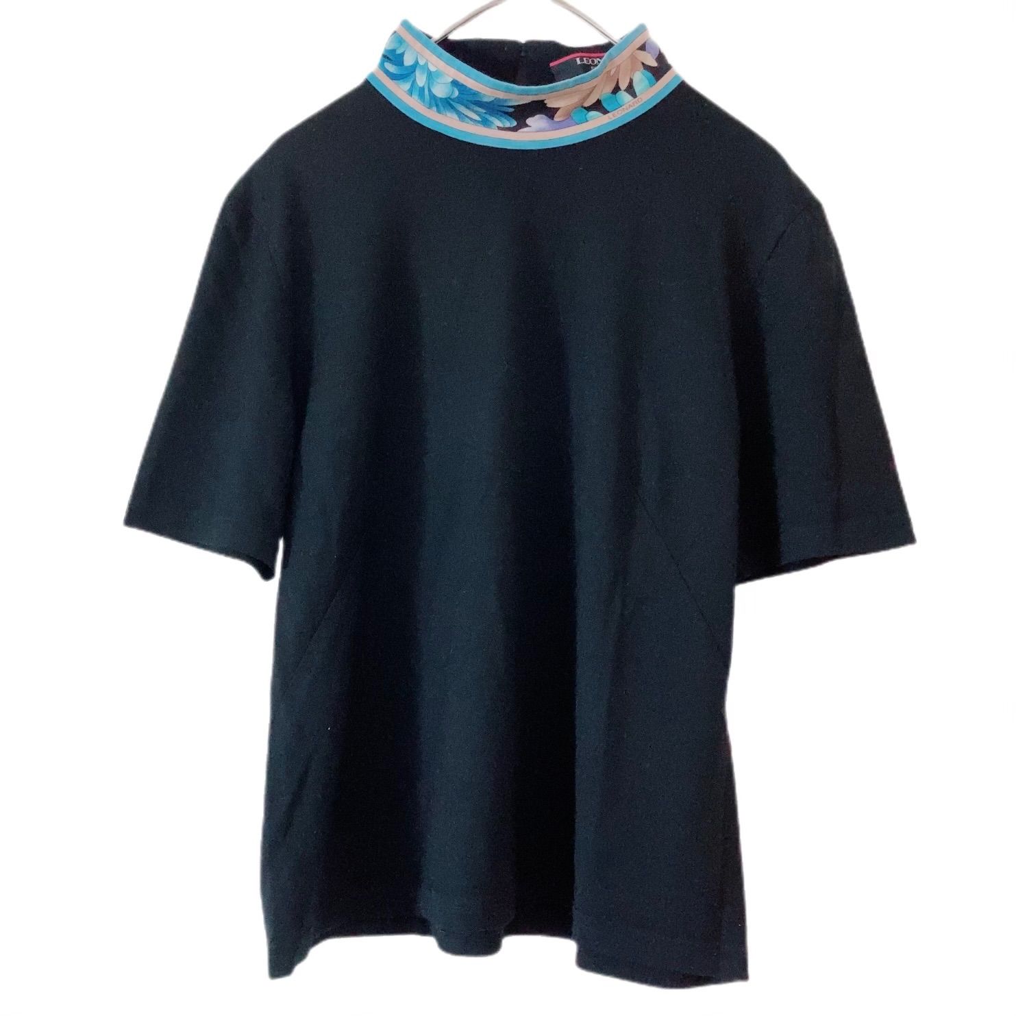 LEONARD レオナール ハイネック トップス セーター 花柄 ブラック長袖