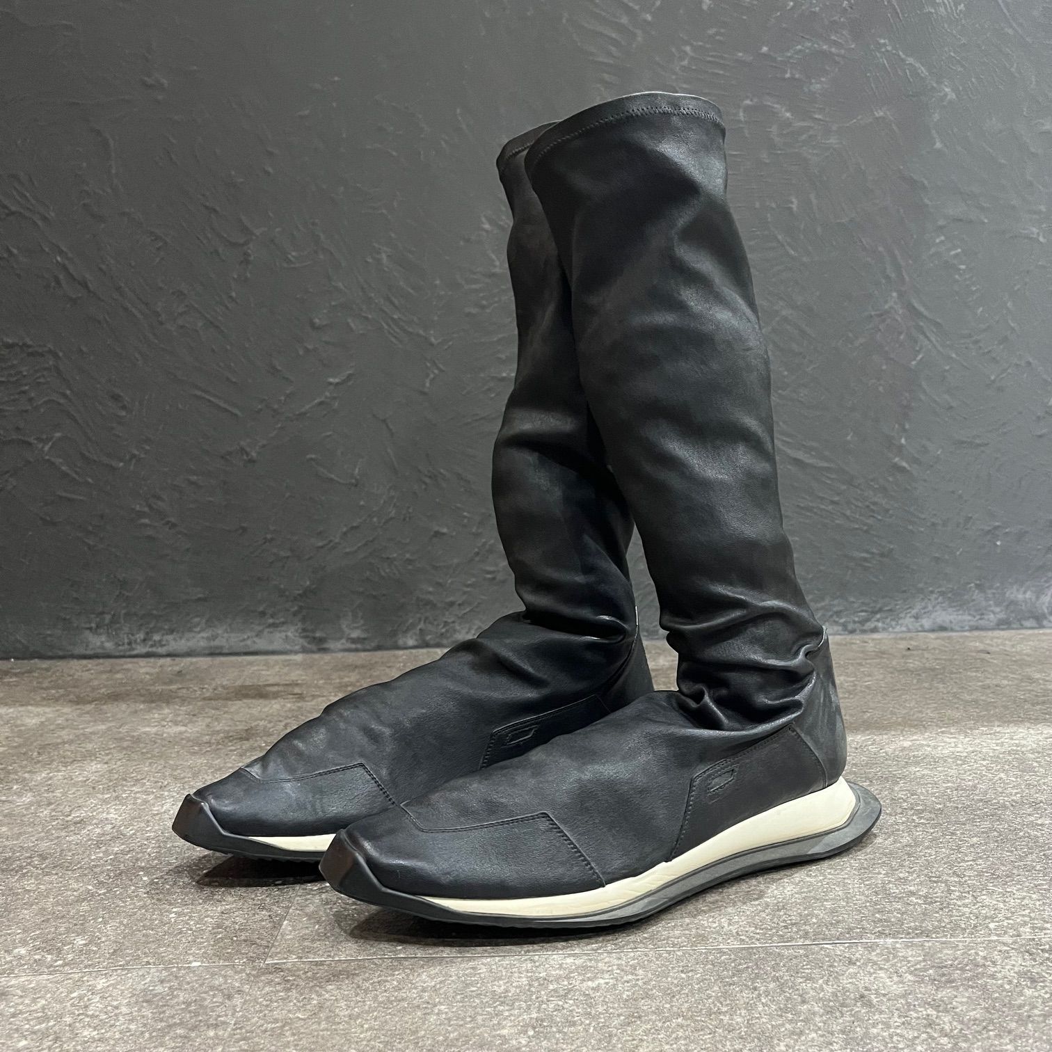 Rick Owens RUNNER STRETCH SOCK S7809 レザー ソックス スニーカー ブーツ リックオウエンス 45 65250A