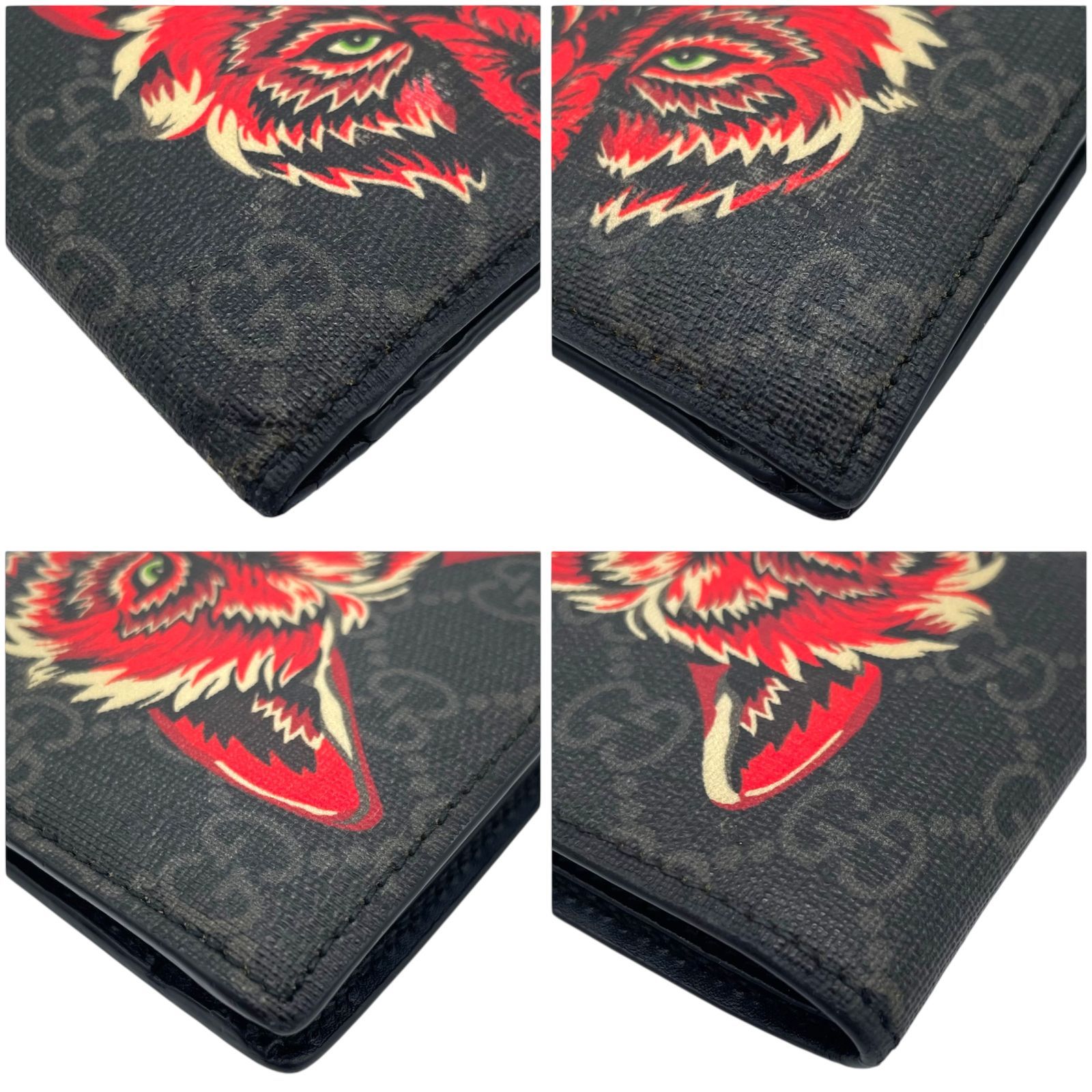 希少✨GUCCIグッチ 二つ折り財布 GGスプリーム ウルフ ミケーレ期 PVC 希少✨グッチ 二つ折り財布 GGスプリーム ウルフ ミケーレ期 PVC