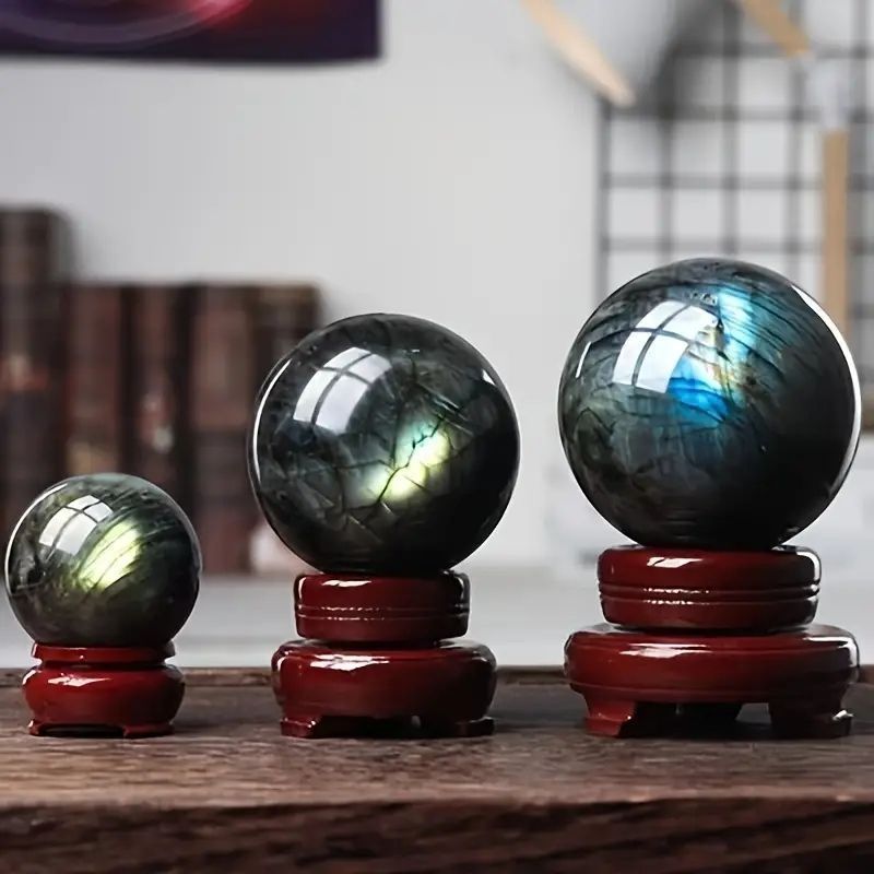 ナチュラルラブラドライトクリスタルボール - 幻想的なブルーとバイオレットの輝き テーブルデコレーション＆ギフトに最適 kkkgyj