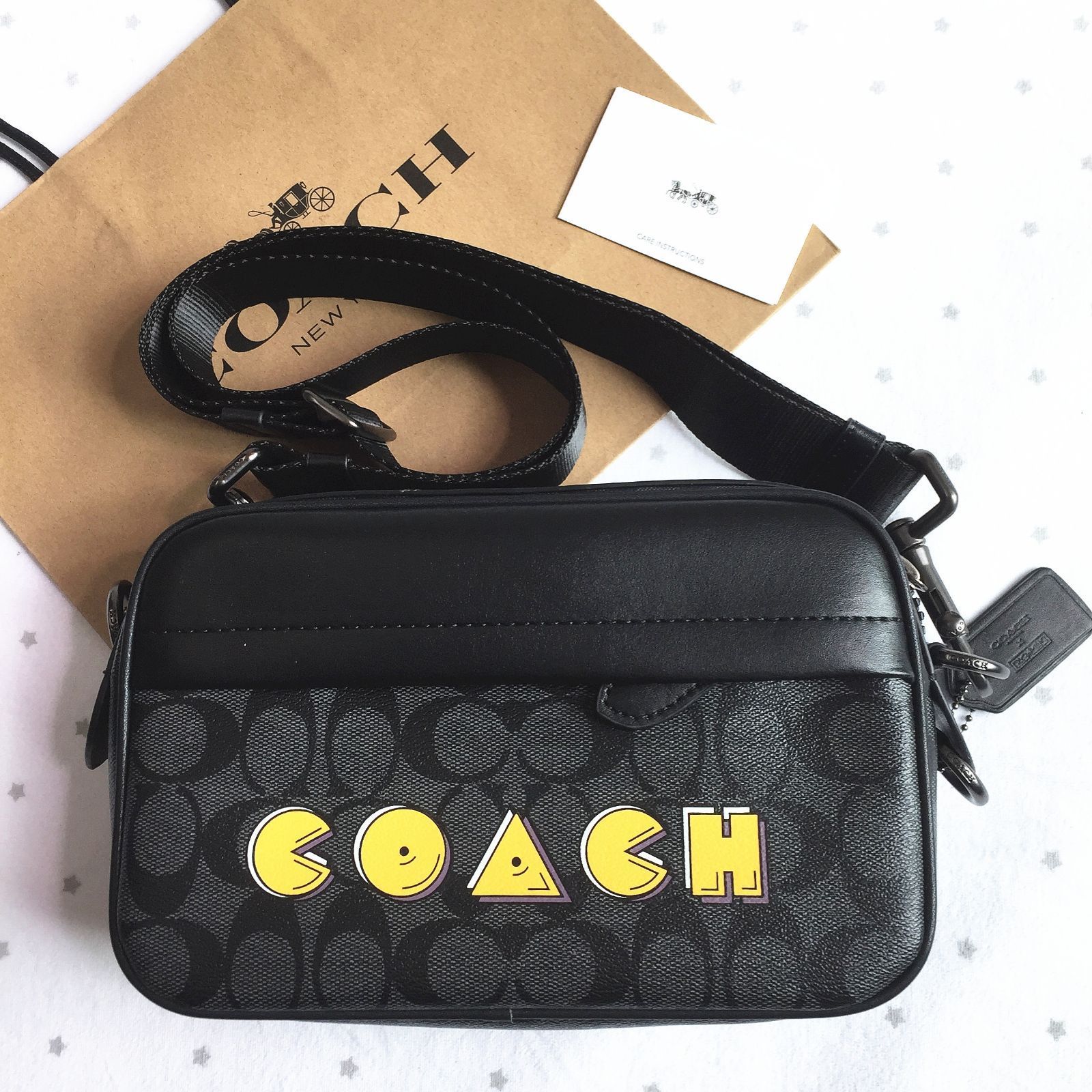 セール中】COACH コーチバッグ F72923 パックマンコラボ チャコール×ブラック ショルダーバッグ 斜めがけバッグアウトレット品 新品未使用  - メルカリ