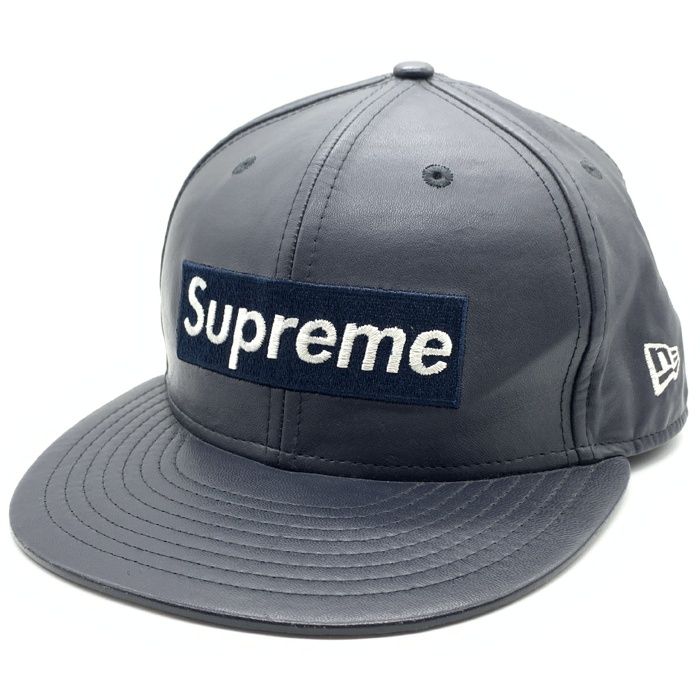 SUPREME シュプリーム 15AW Leather Box Logo New Era レザーボックスロゴ ニューエラキャップ ネイビー Size  7 3/8(58.7cm) - メルカリ