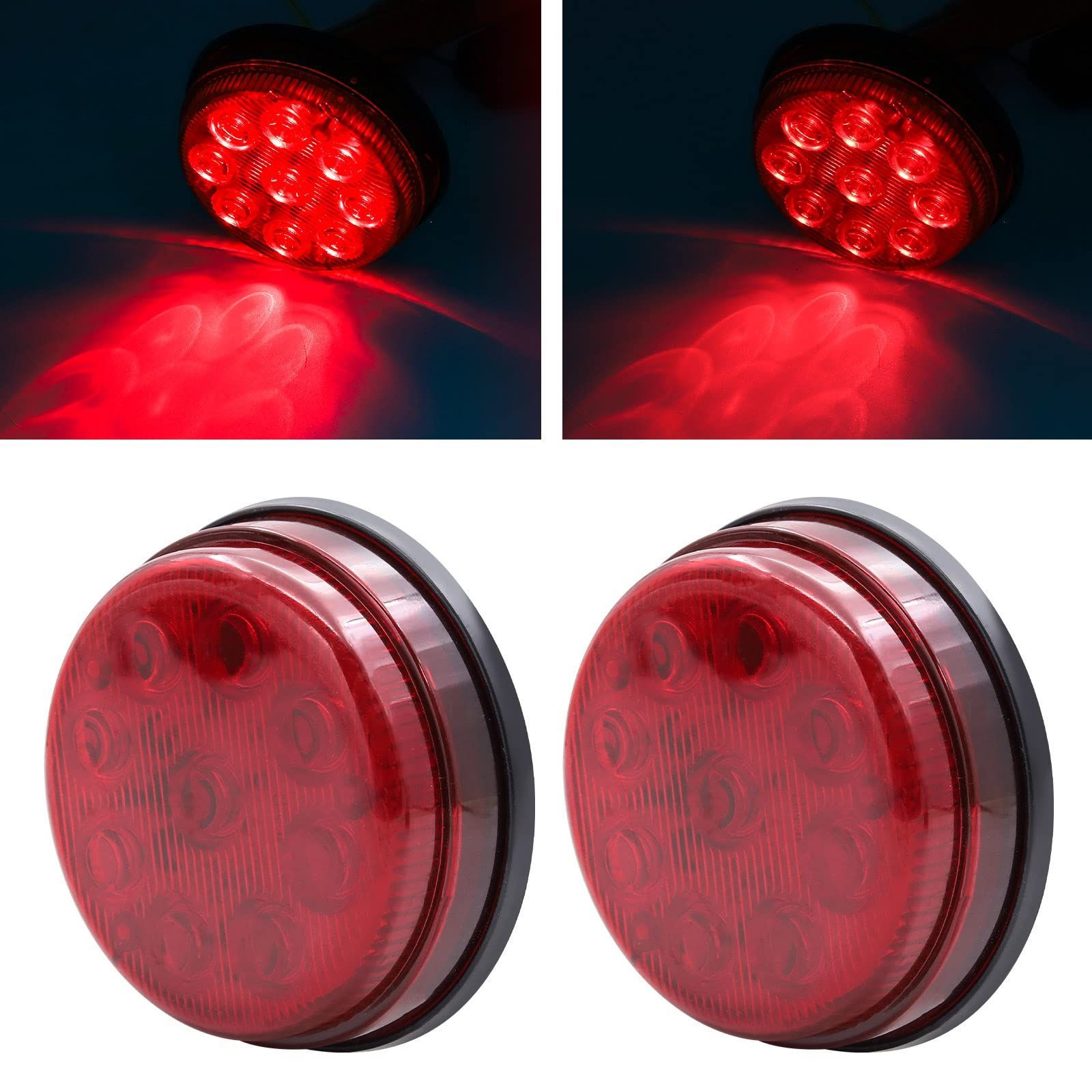 【数量限定】24V 12V 9LED レッド ハイ・ロー マーカーランプ サイドマーカー トレーラー トラクター バス トラック RV 軽トラ 車幅灯 警告灯 YnGia 路肩灯 防水防塵 2個入