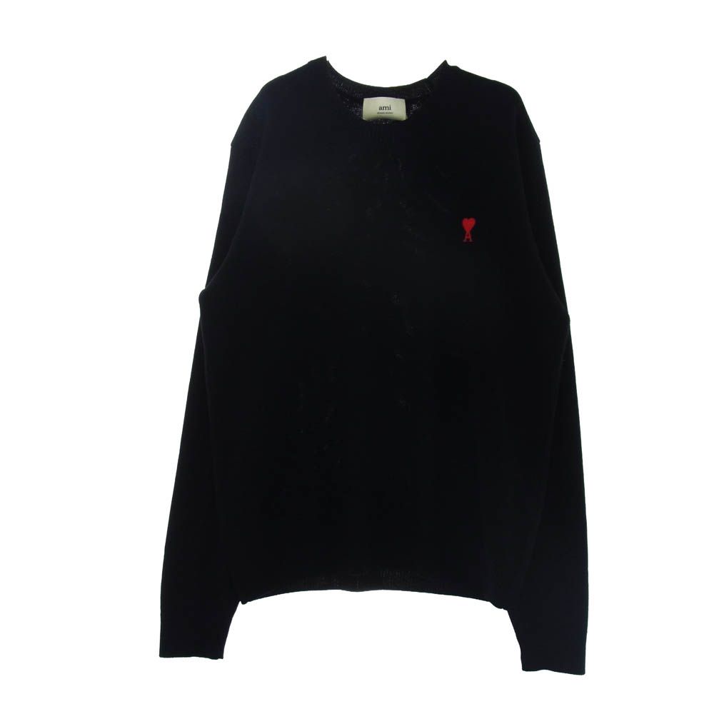 Ami Parisハート刺繍クルーネックセーター 黒M AMI PARISハート刺繍クルーネックセーター M AMI PARIS アミパリス