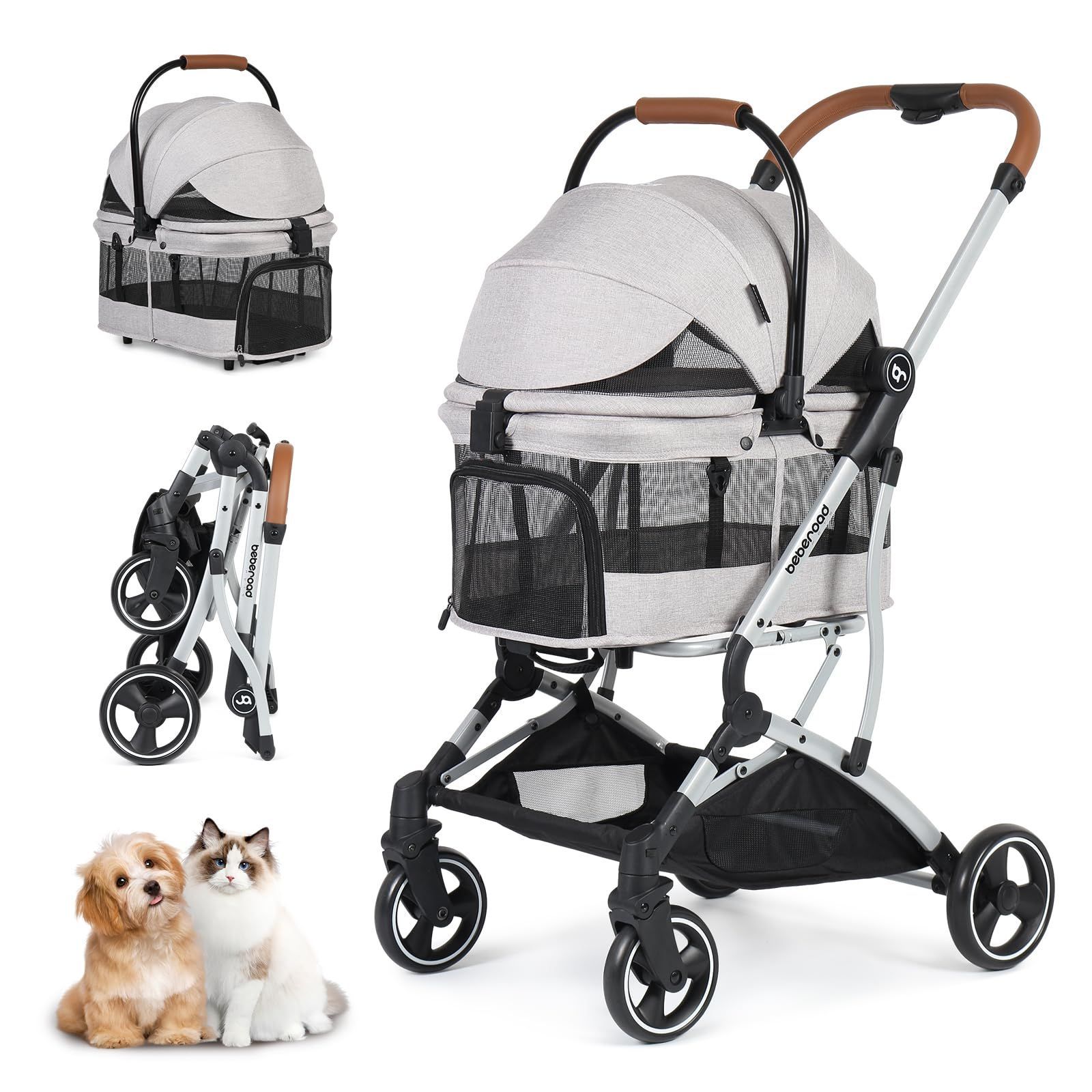 簡単に折り畳み可能！ペットカート 3WAY 折りたたみ式 ドッグ 犬 猫 散歩 WEIMALL ペットカート 軽量 折りたたみ 多頭 ペットバギー 小型