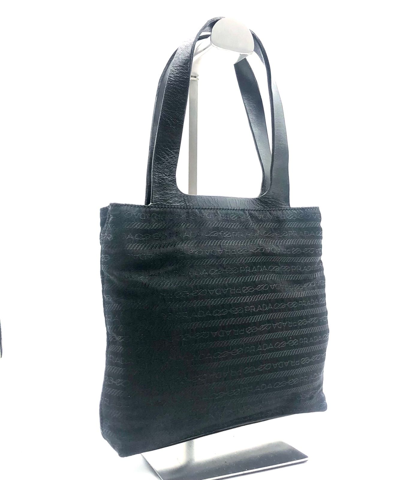 □極美品□希少デザイン□鑑定済み□PRADA プラダ 裏地総柄デザイン 