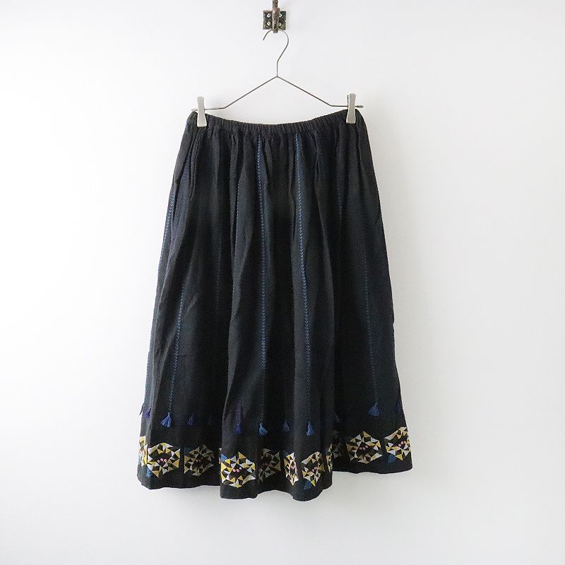 marble sud 新品 EMB zassou Skirt 雑草 刺繍 定価23100円 ギャザー ロングスカート 25SS ネイビー レディース マーブルシュッド【中古】5-0614M♪ marble sud 新品 EMB zassou Skirt 雑草 刺繍 定価23100円 ギャザー