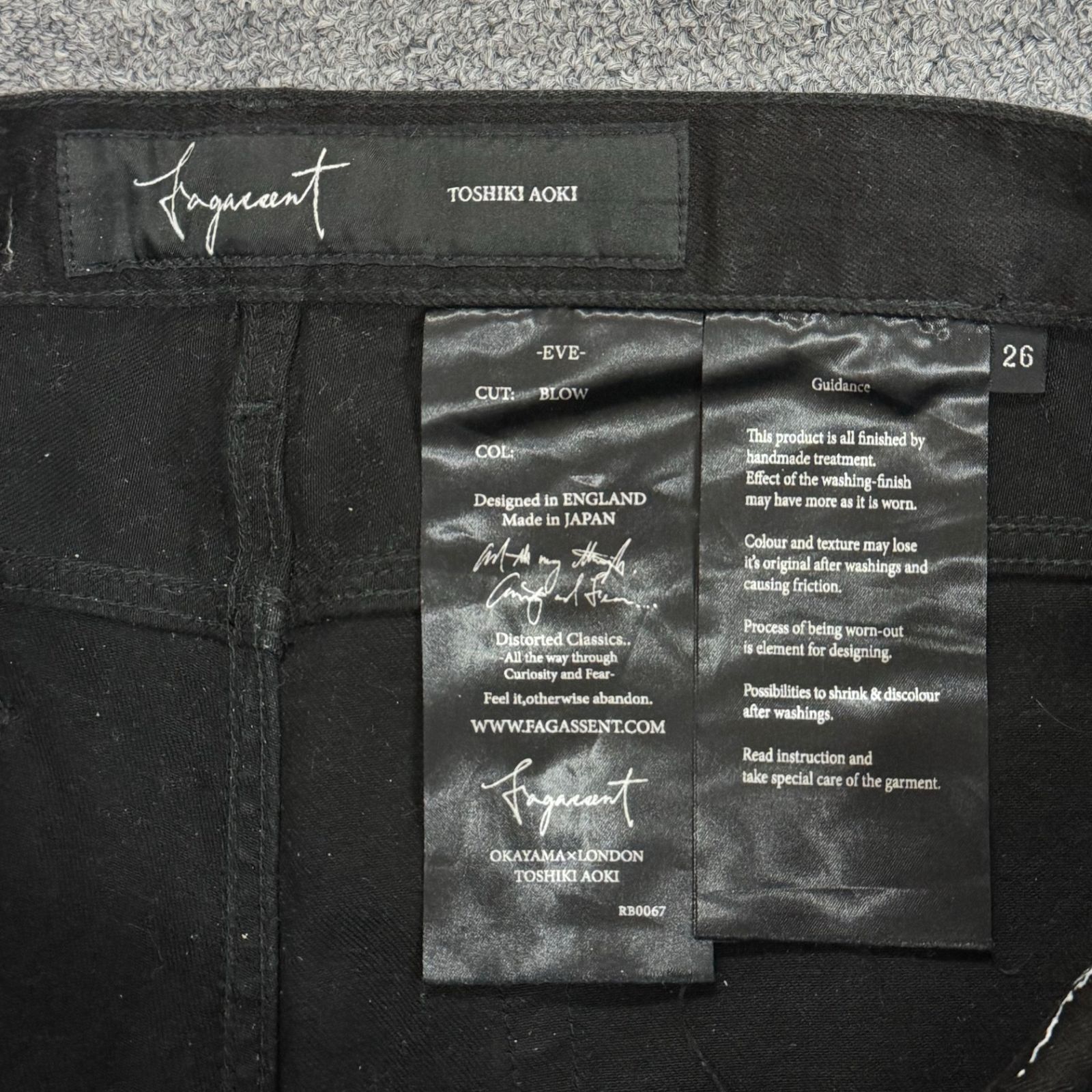 美品 fagassent EVE BLOW 裾ジップ ブラックデニム スキニー ジーンズ 
