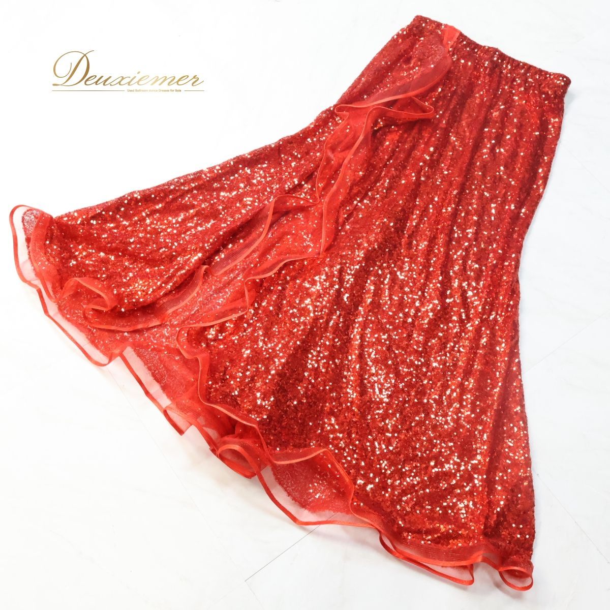 ベリーダンス用 オリエンタル衣装】レッド ラインストーン 赤 シルバー