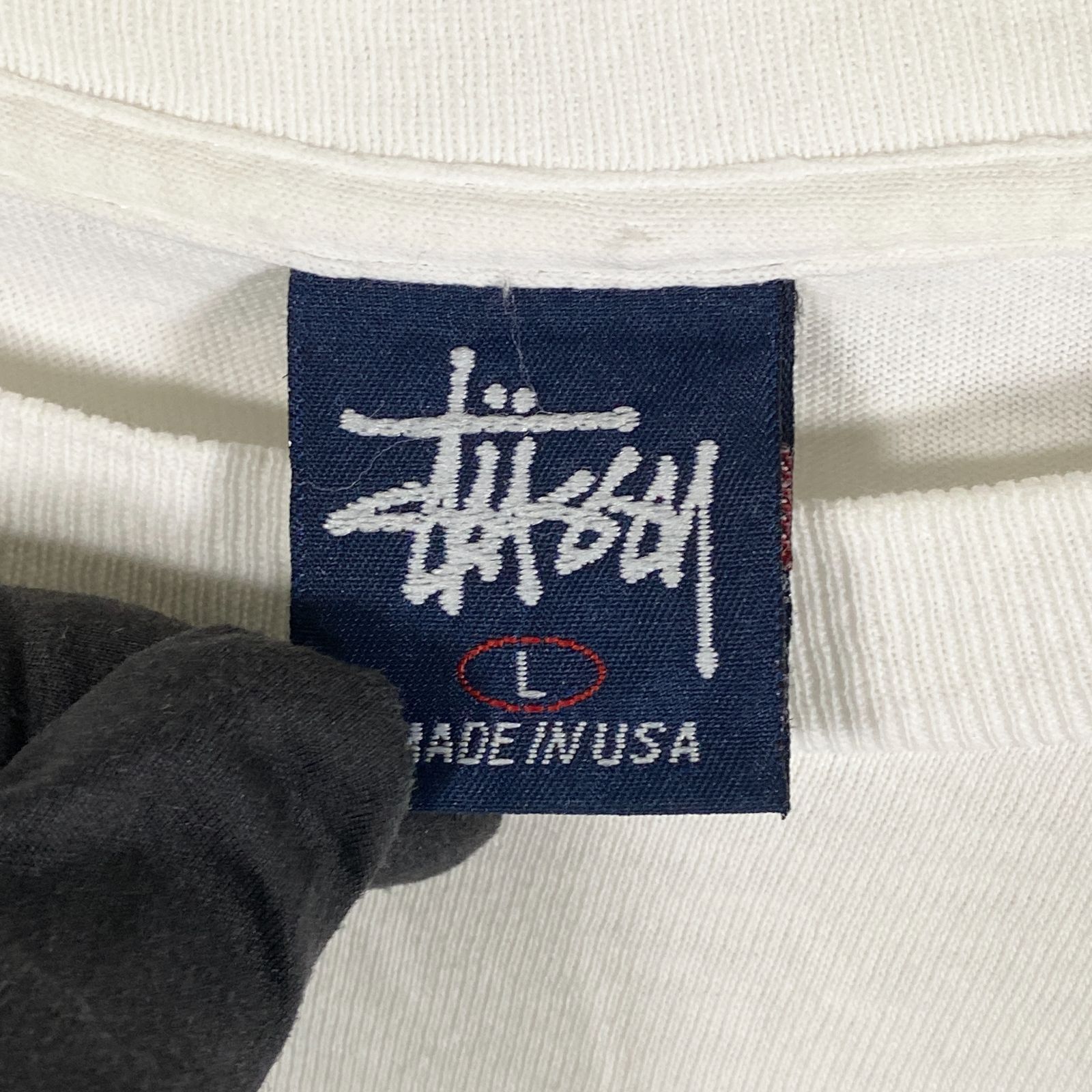 USA製 90s STUSSY ステューシー Tシャツ 長袖 ロンT ロゴ 白 ホワイト