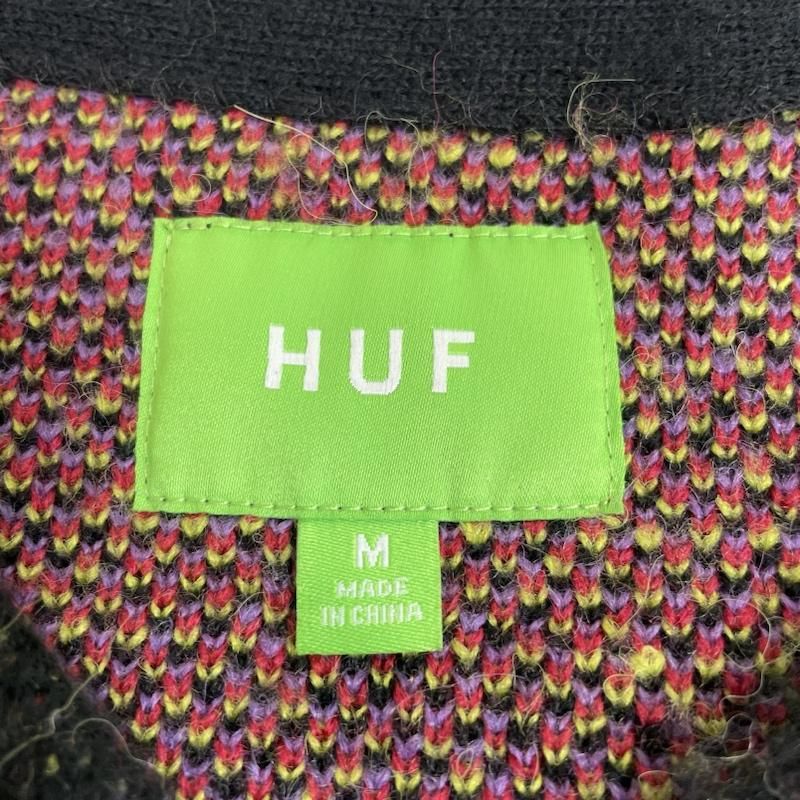 HUF 幾何学模様 カーディガン M 緑 ルーズフィットカーディガン HUF 幾何学模様 カーディガン M 緑 ルーズフィットカーディガン