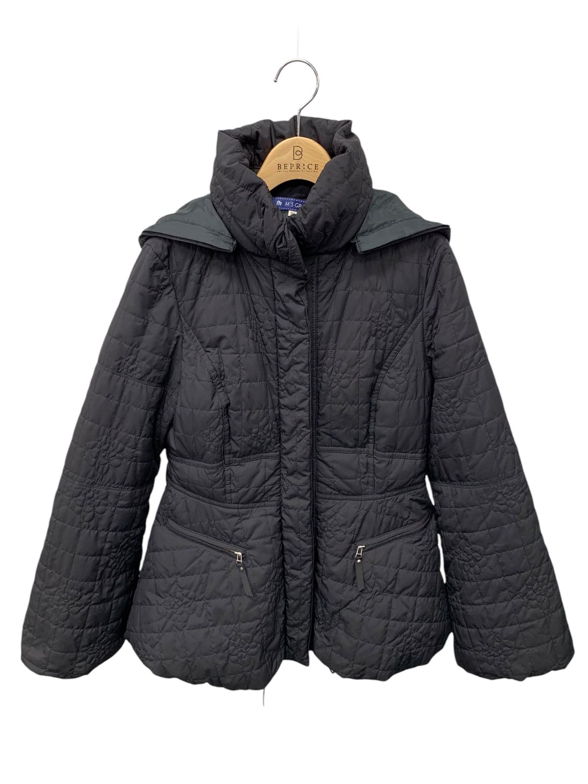 エムズグレイシー 929506 ダウンコート 38 ブラック Wジップ フード