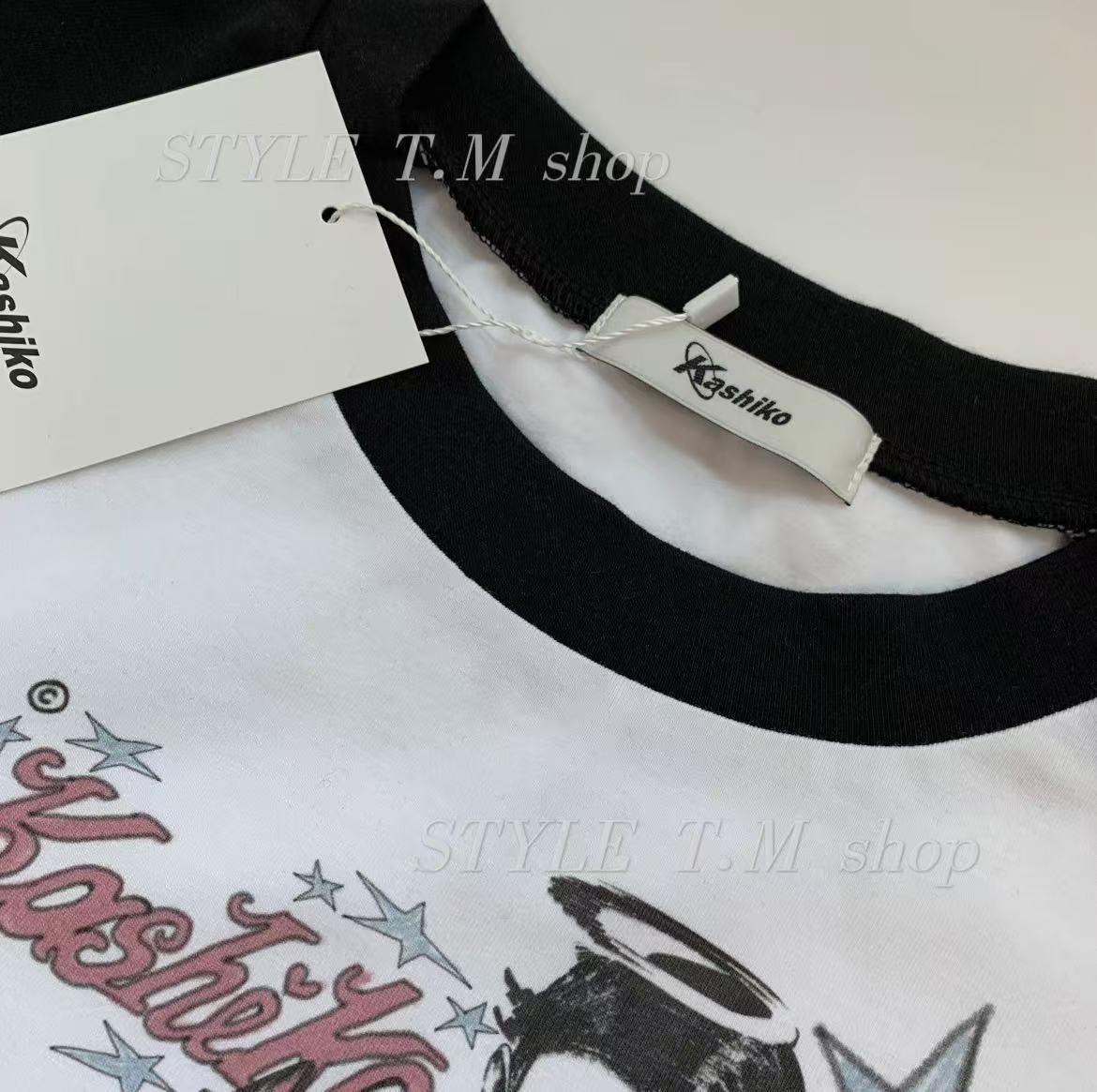 ✨韓国 大人気「Kashiko Angelic Pocket」ラグランTシャツ